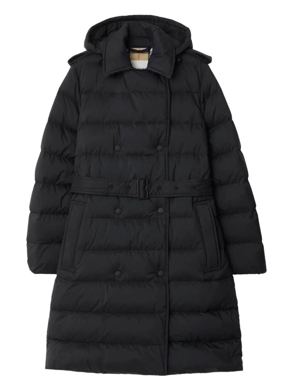 BURBERRY Double-Breasted Kent Long Puffer Jacket with Belt - Women's