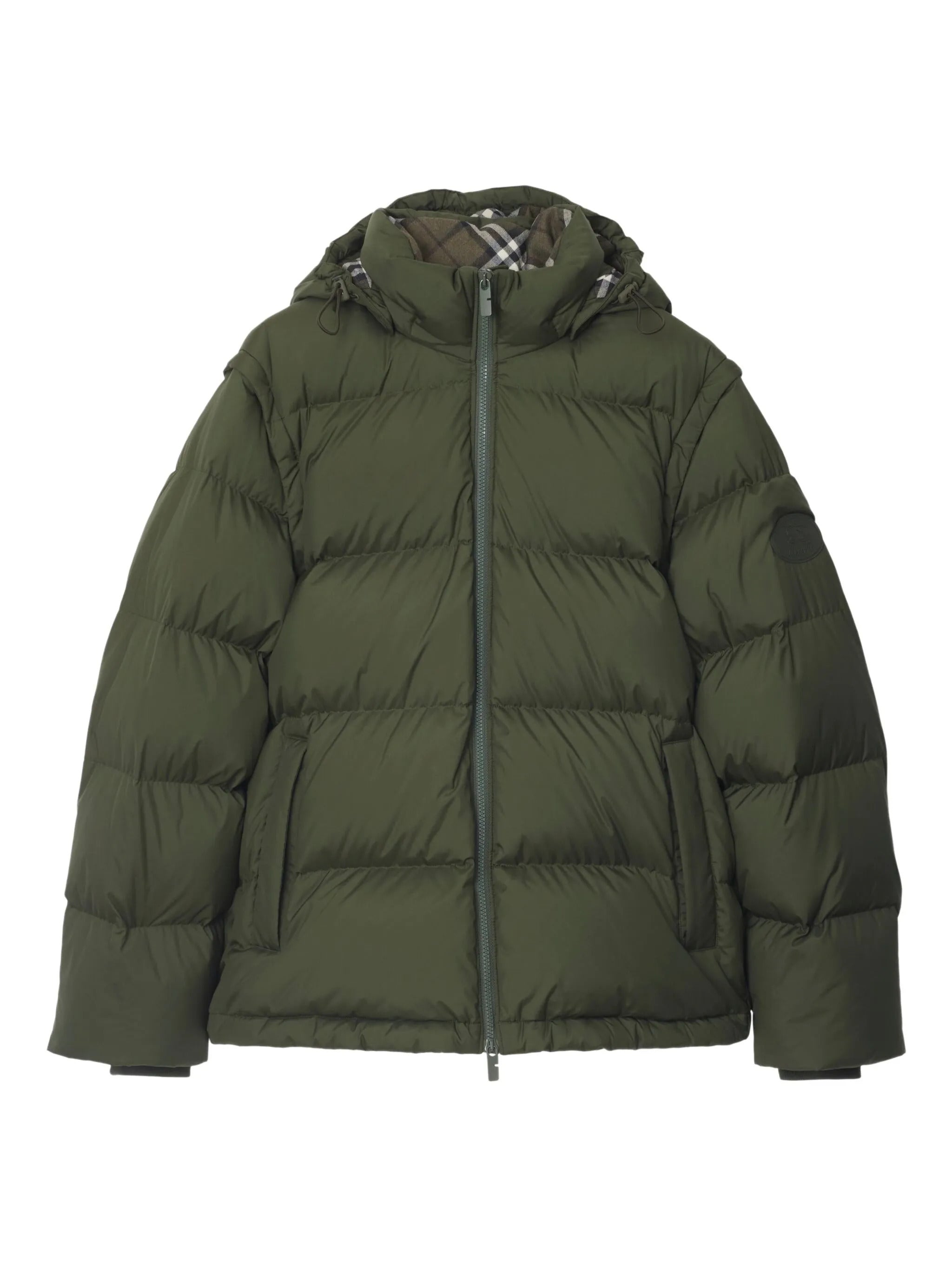 BURBERRY Nylon Hooded Down Jacket with Zip Closure