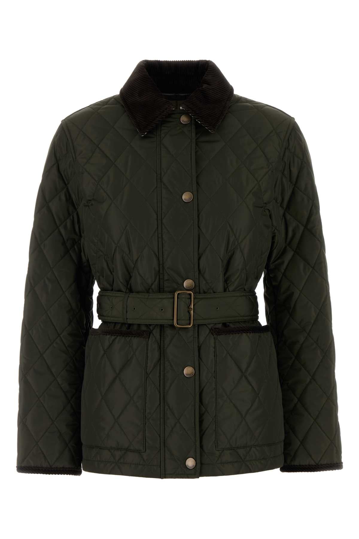 BURBERRY Quilted Nylon Jacket with Buckle Belt for Women