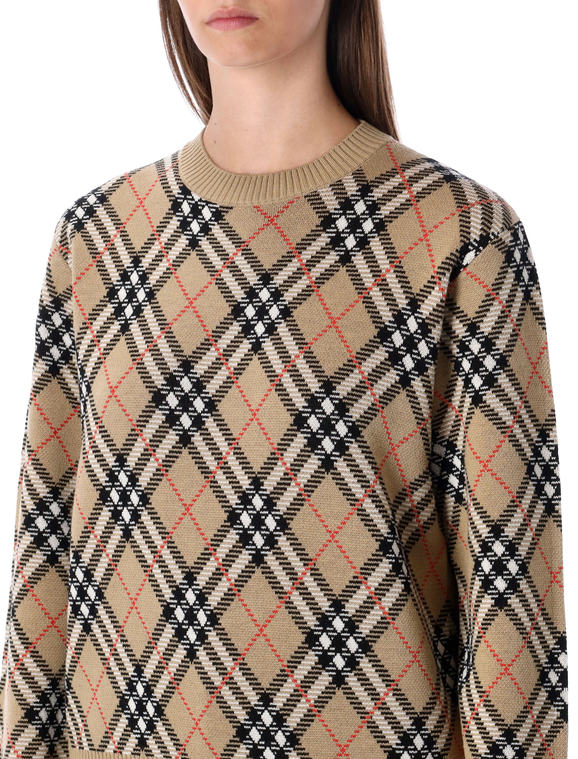 BURBERRY Wool Blend Check Sweater - Size S