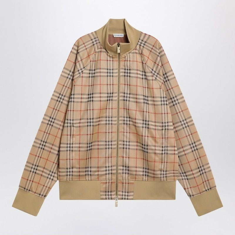 BURBERRY High Collar Sweatshirt with Check Motif