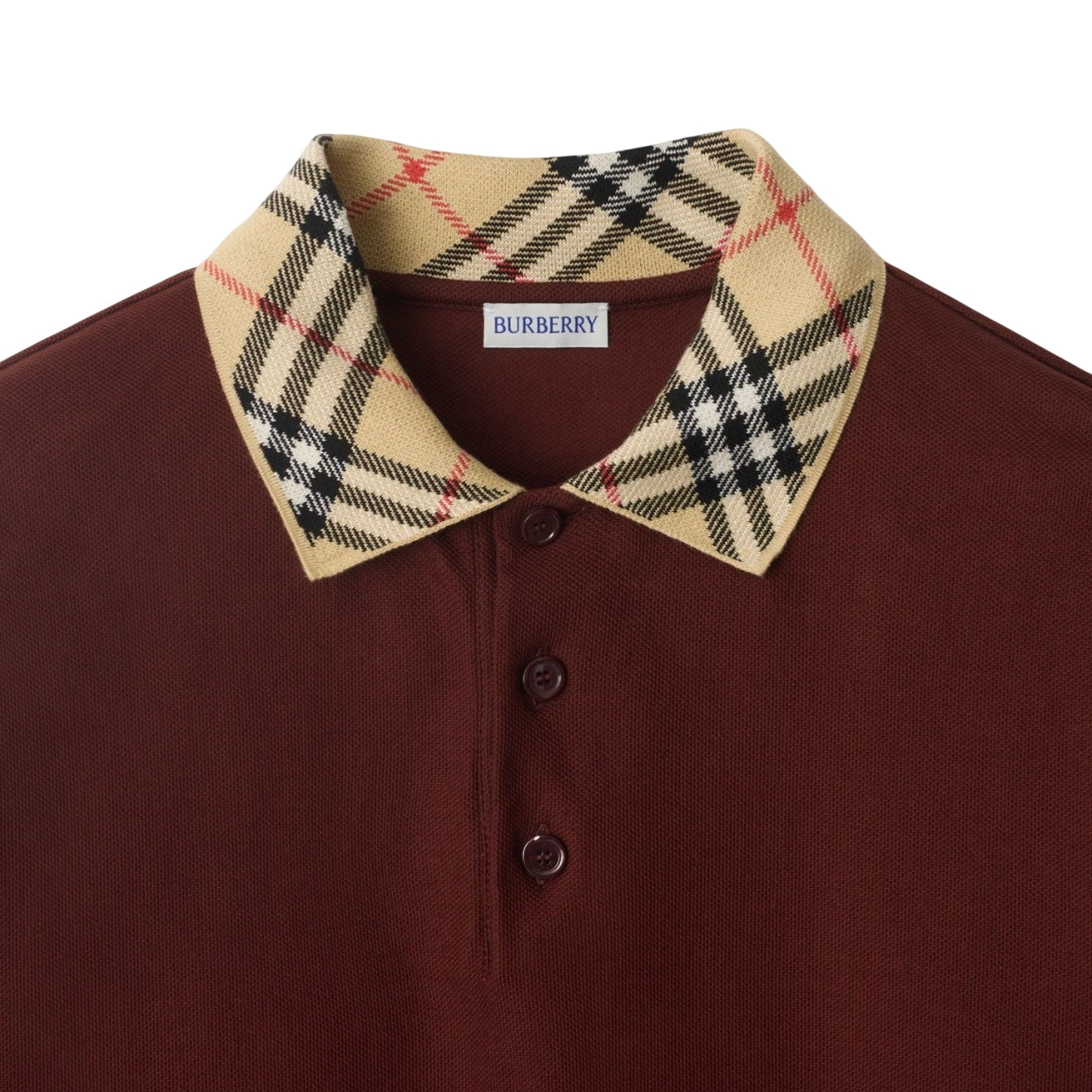 BURBERRY Lightweight Cotton Polo Shirt with Check Collar - Men's Fitted Cut