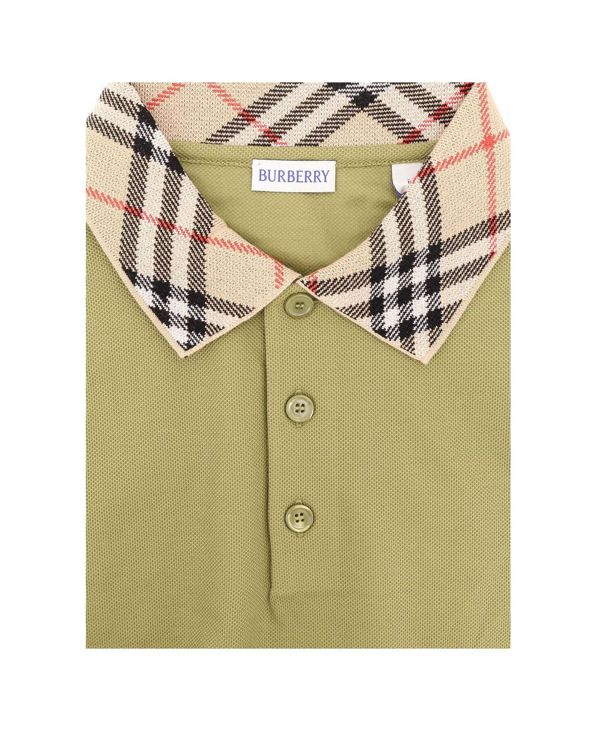 BURBERRY Check Collar Polo Shirt - Size M