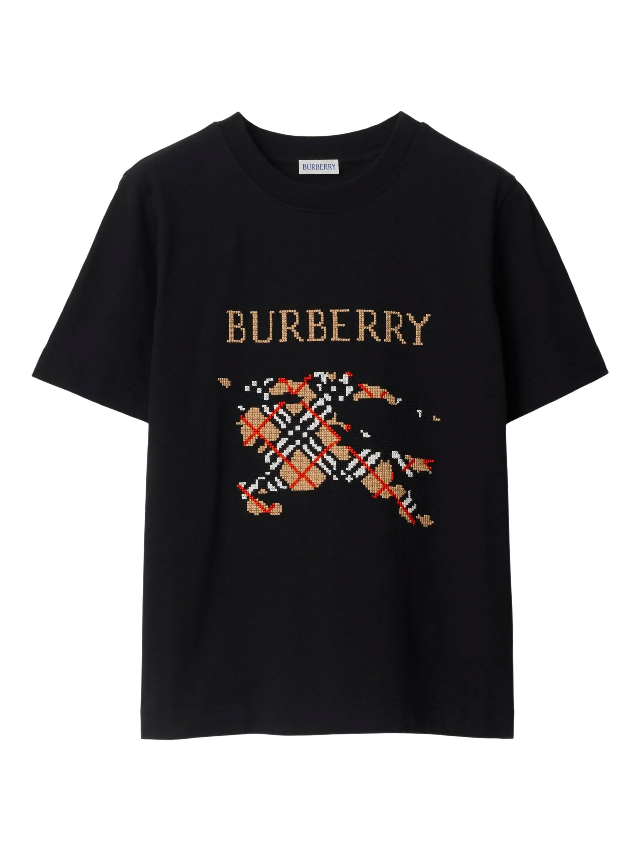 BURBERRY Cotton T-Shirt with Cross Stitch EKD - Slim Fit