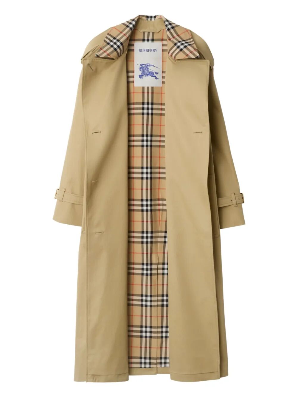 BURBERRY Women's Check Collar Long Castleford Trench Jacket