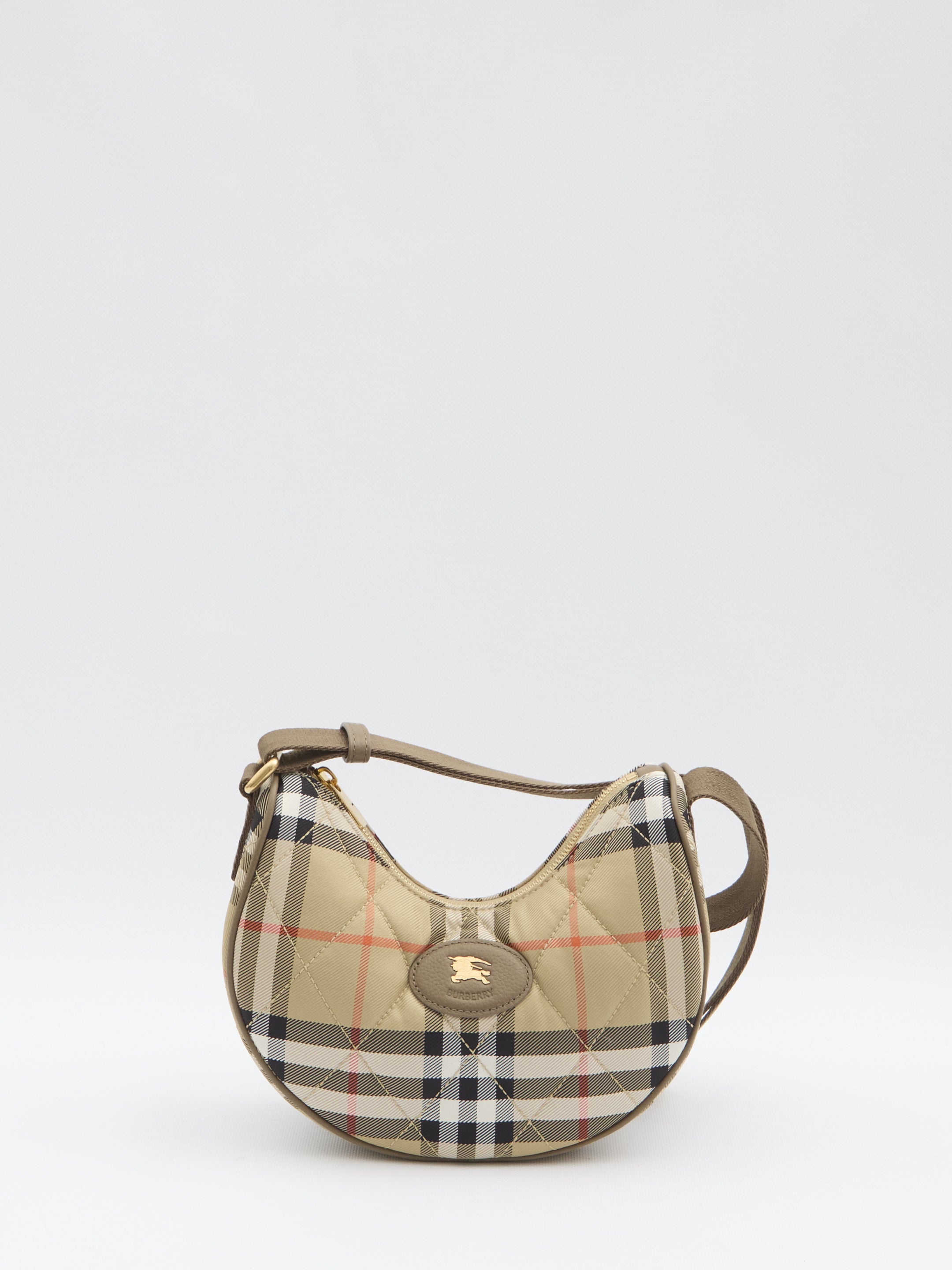 BURBERRY Embroidered Canvas Crossbody Handbag - Horseshoe Design