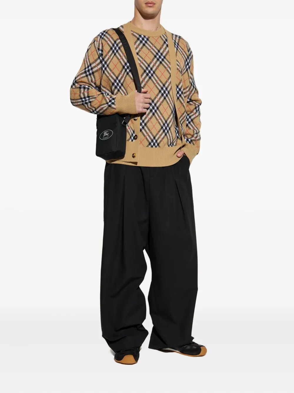 BURBERRY Classic Check-Pattern Wool Crew Neck Sweater