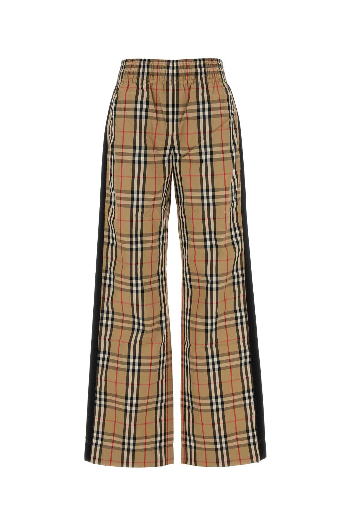 BURBERRY Wide-Leg Cotton Check Trousers - Size 6