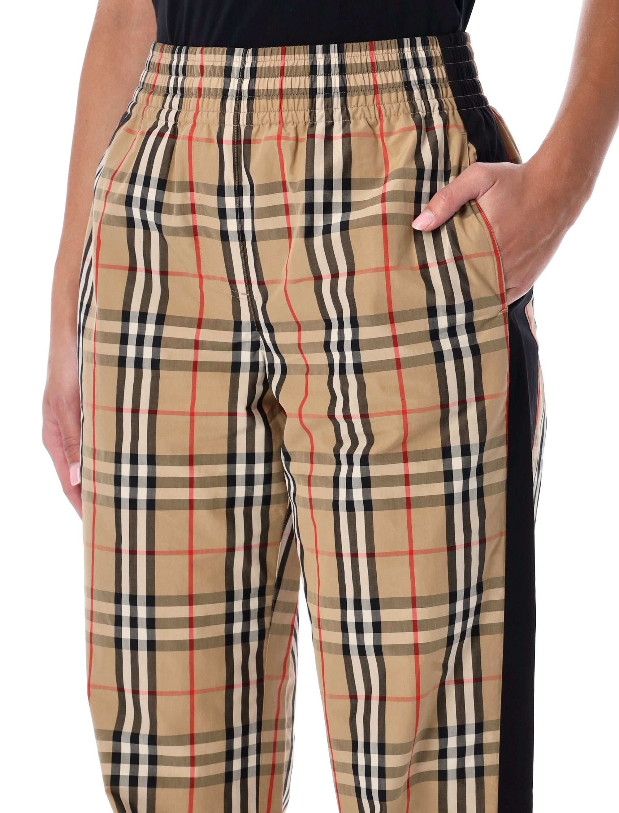 BURBERRY Wide-Leg Cotton Check Trousers - Size 6