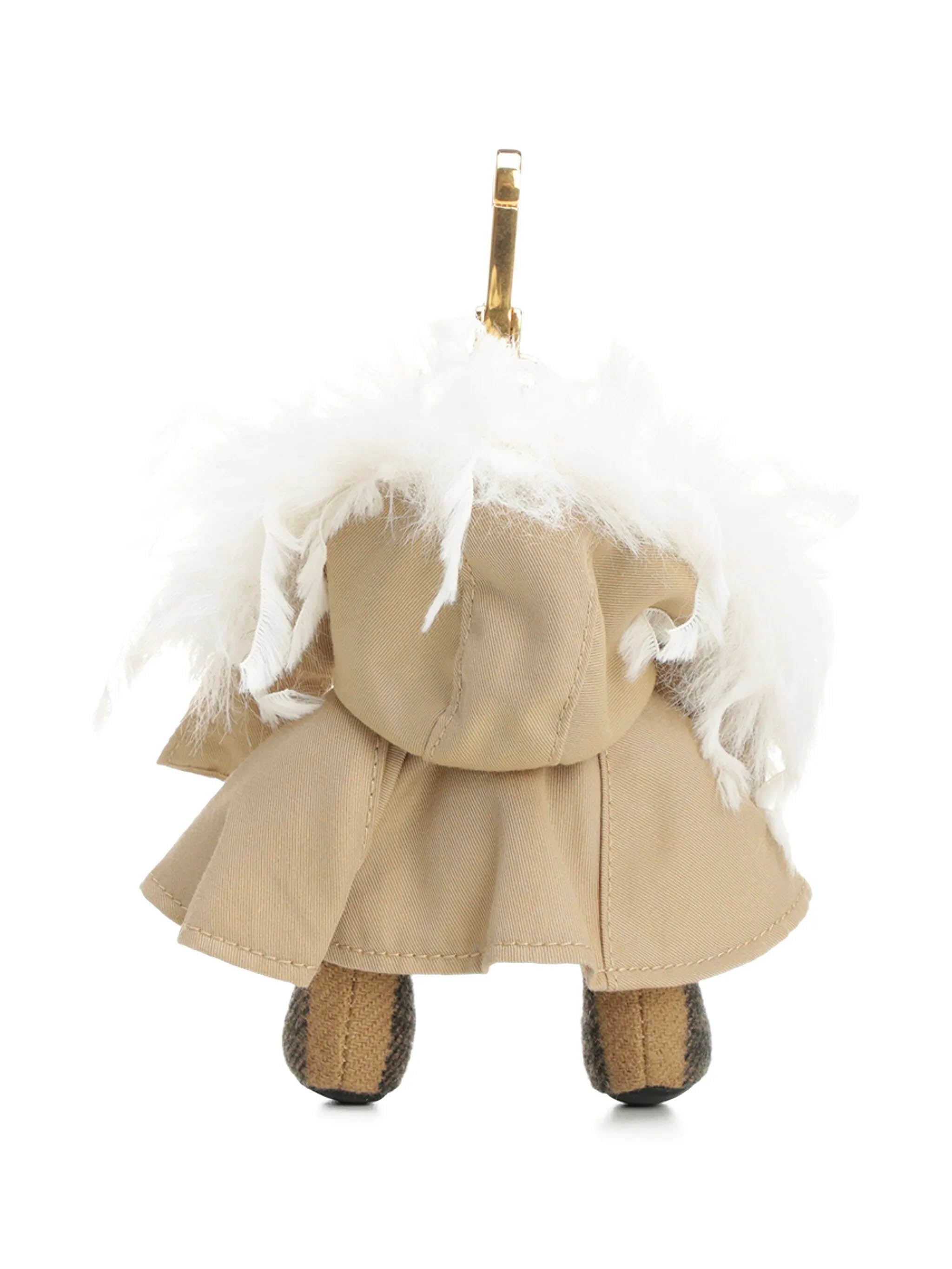 BURBERRY Mini Teddy Bear Charm with Feather Trench Jacket