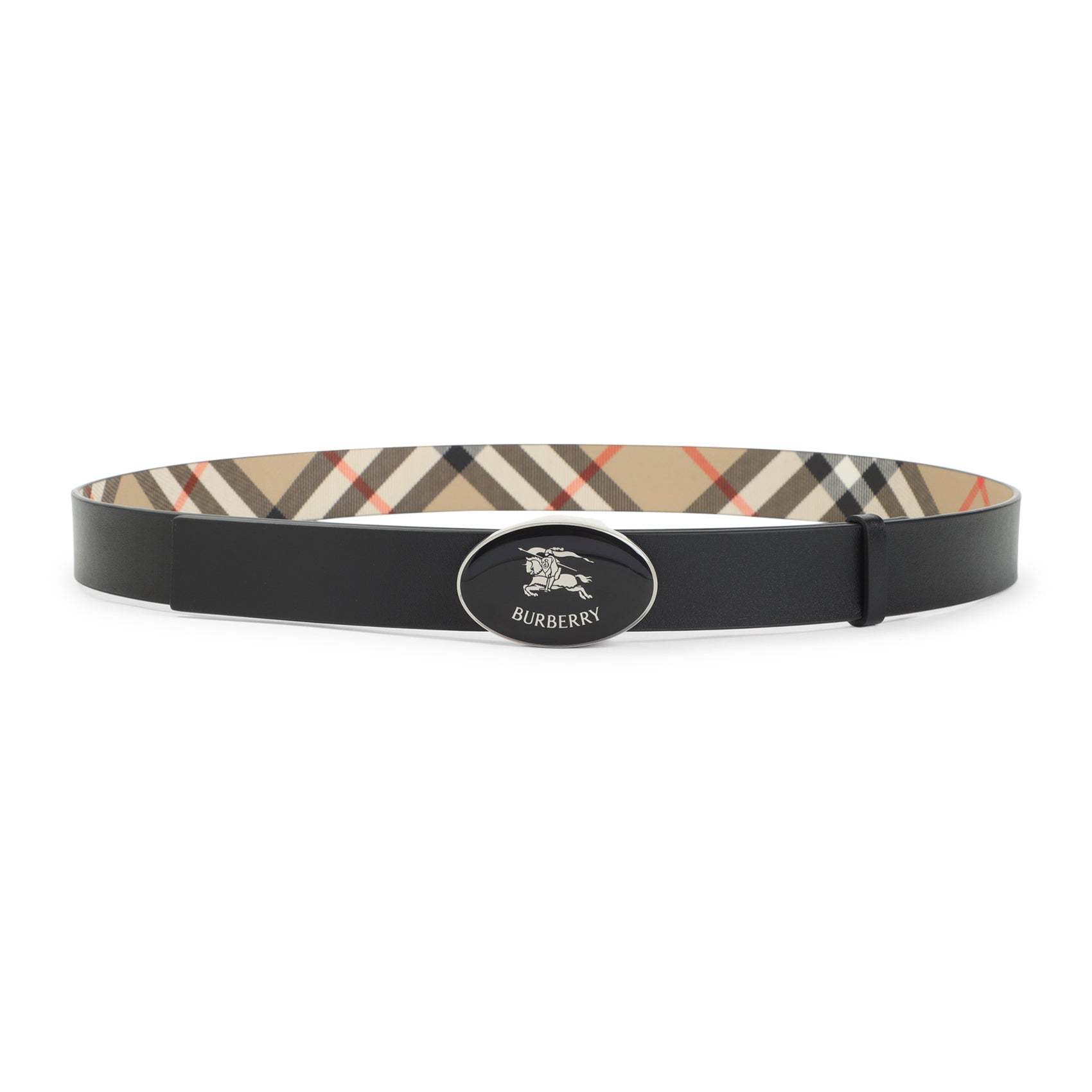 BURBERRY Leather Oval Knight Belt