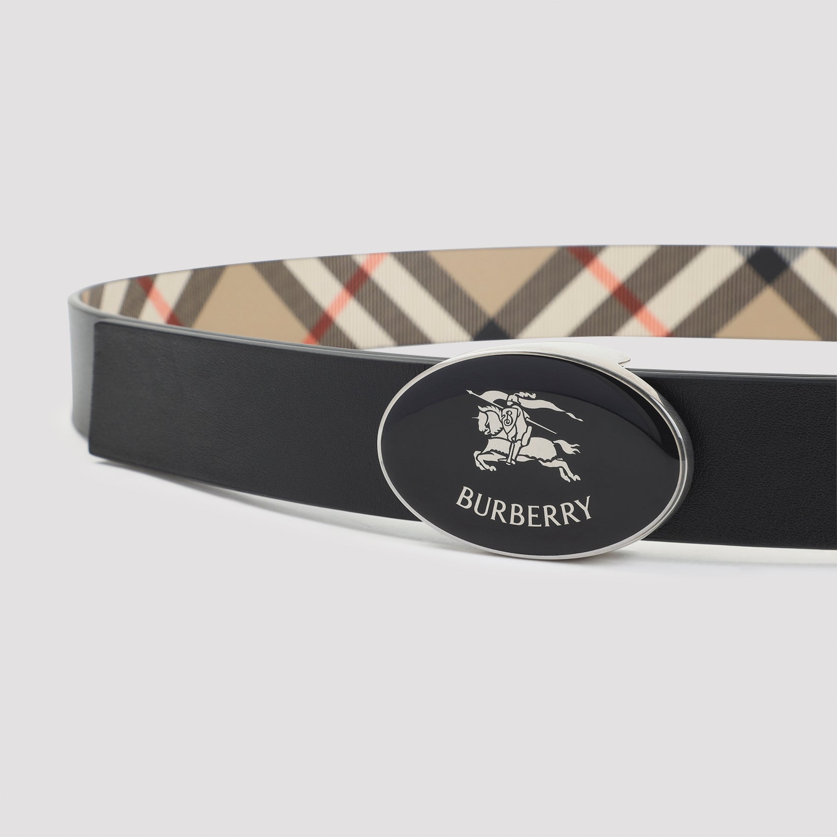 BURBERRY Leather Oval Knight Belt