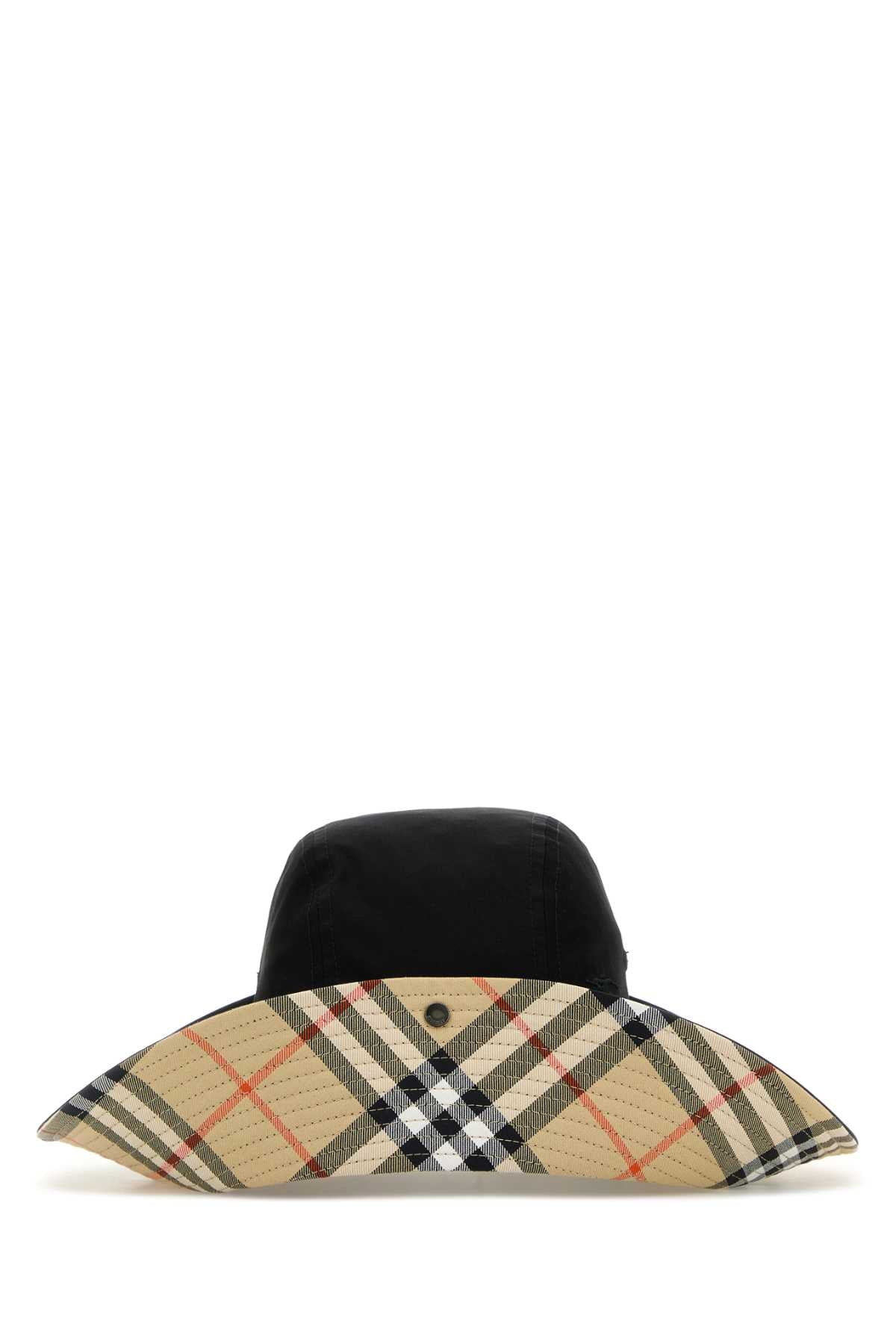 BURBERRY Gabardine Cap with Check Brim