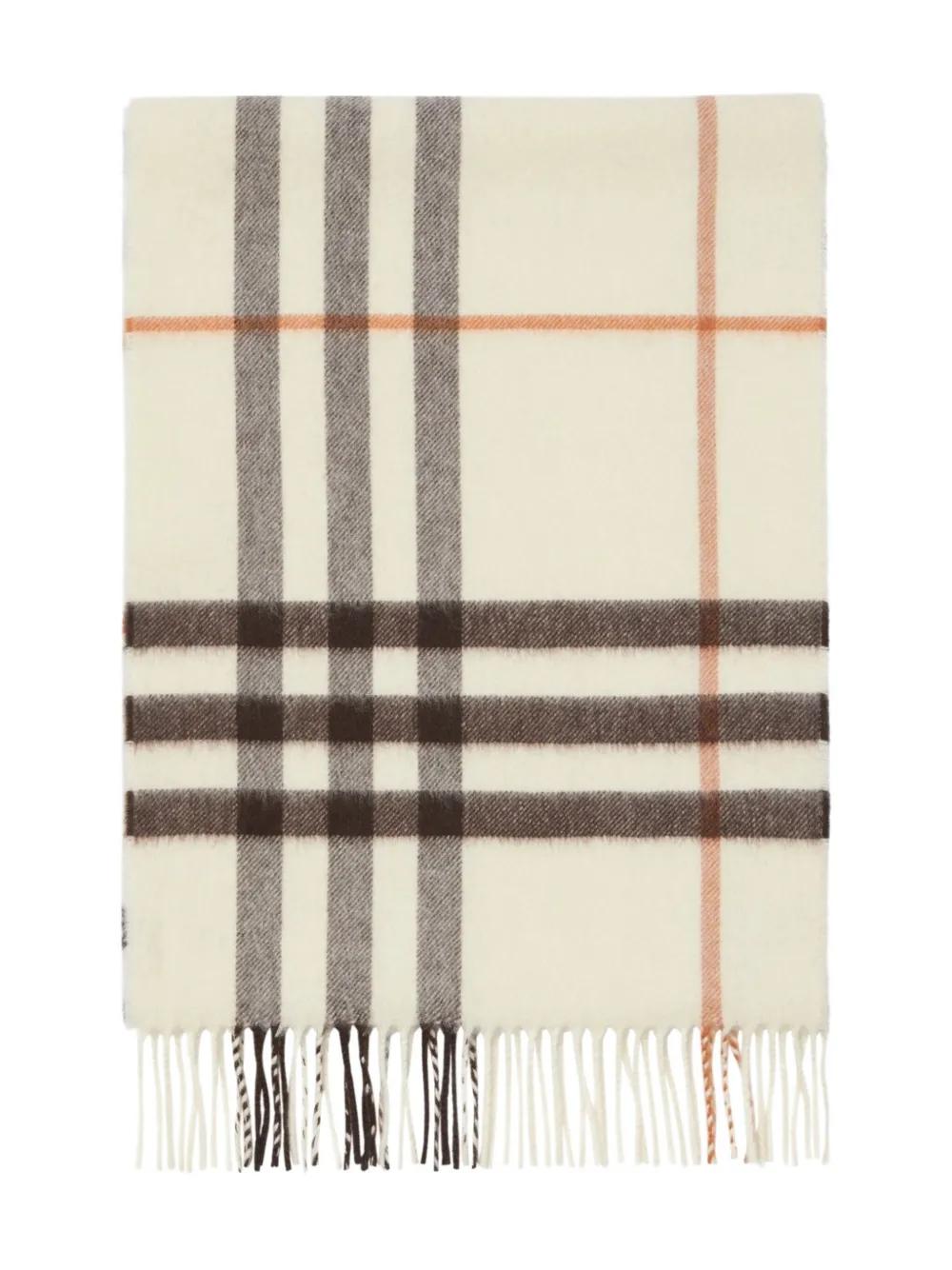 BURBERRY Check Cashmere Scarf with Fringing - 168 x 30 cm