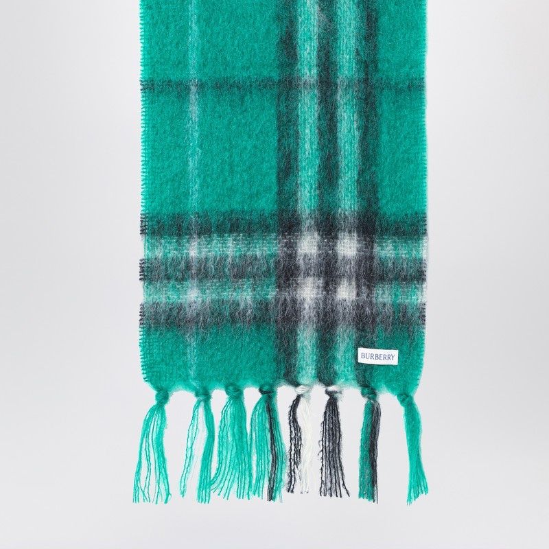 BURBERRY Check Pattern Wool and Mohair Scarf