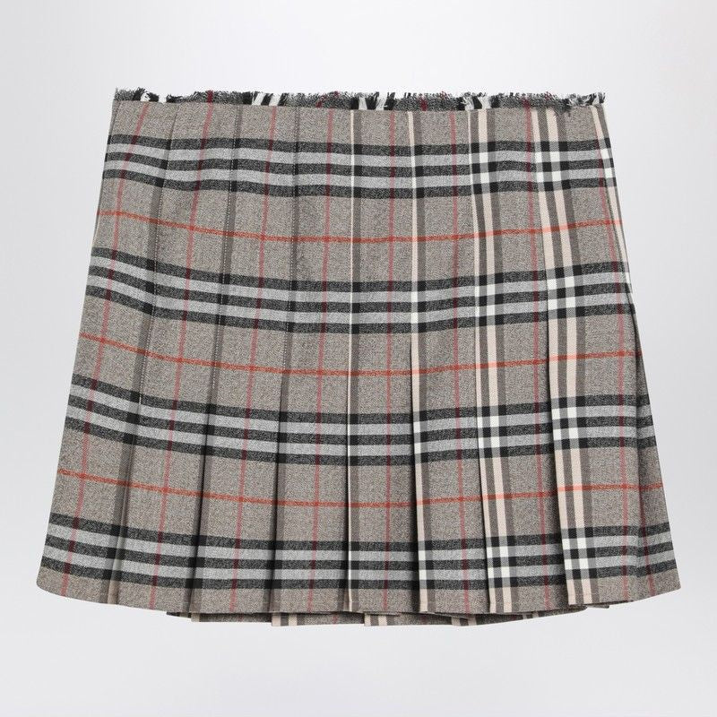 BURBERRY Wool Kilt Skirt with Check Pattern