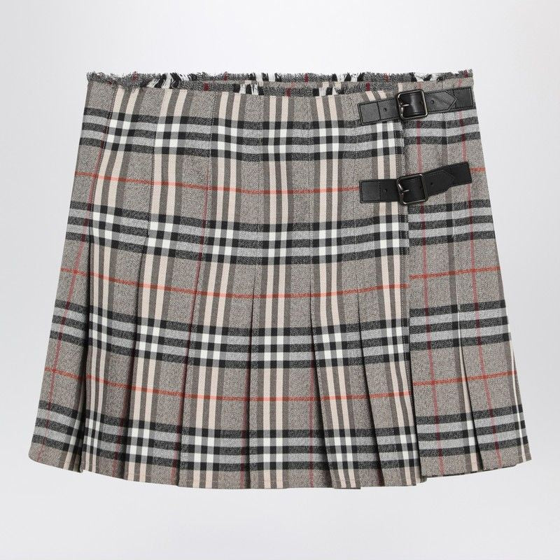 BURBERRY Wool Kilt Skirt with Check Pattern