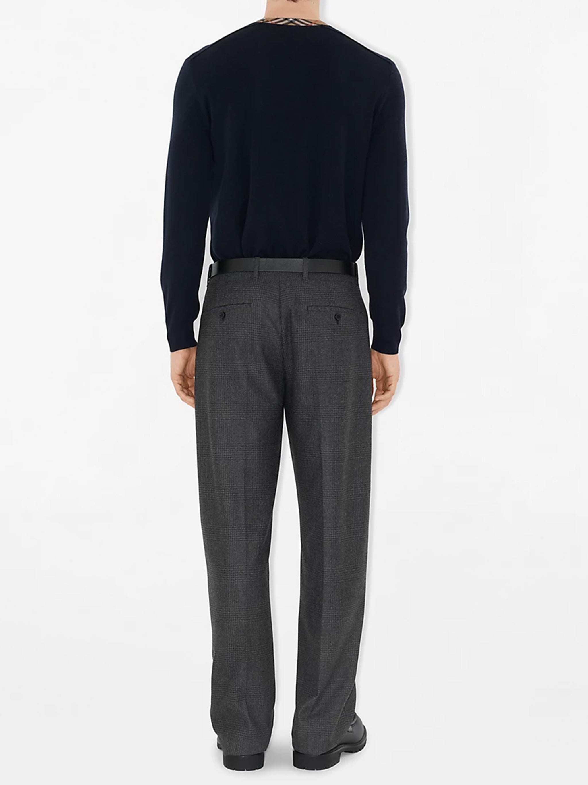 BURBERRY Check Trim Wool Sweater - Size M