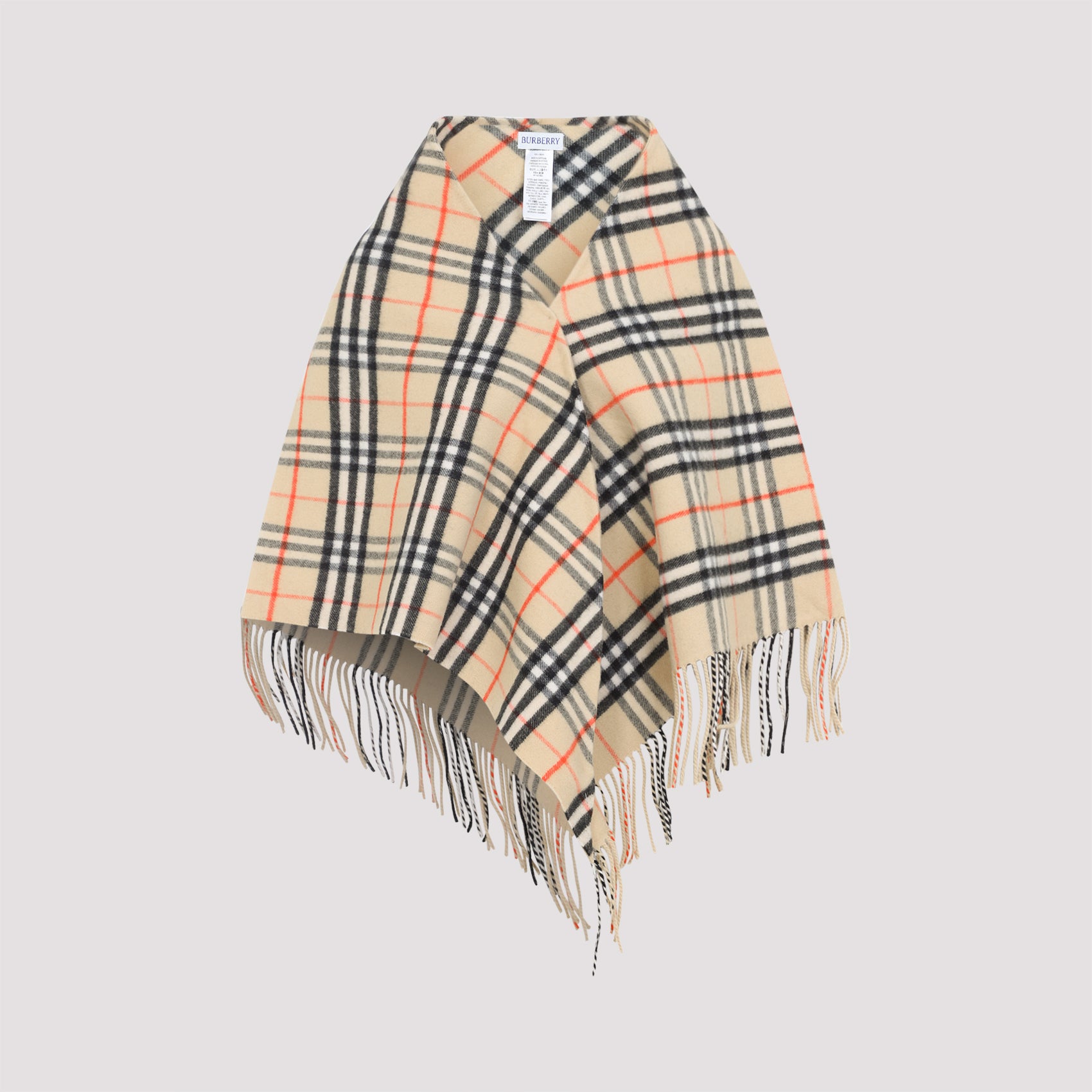 BURBERRY Checkered Wool Bandana Scarf