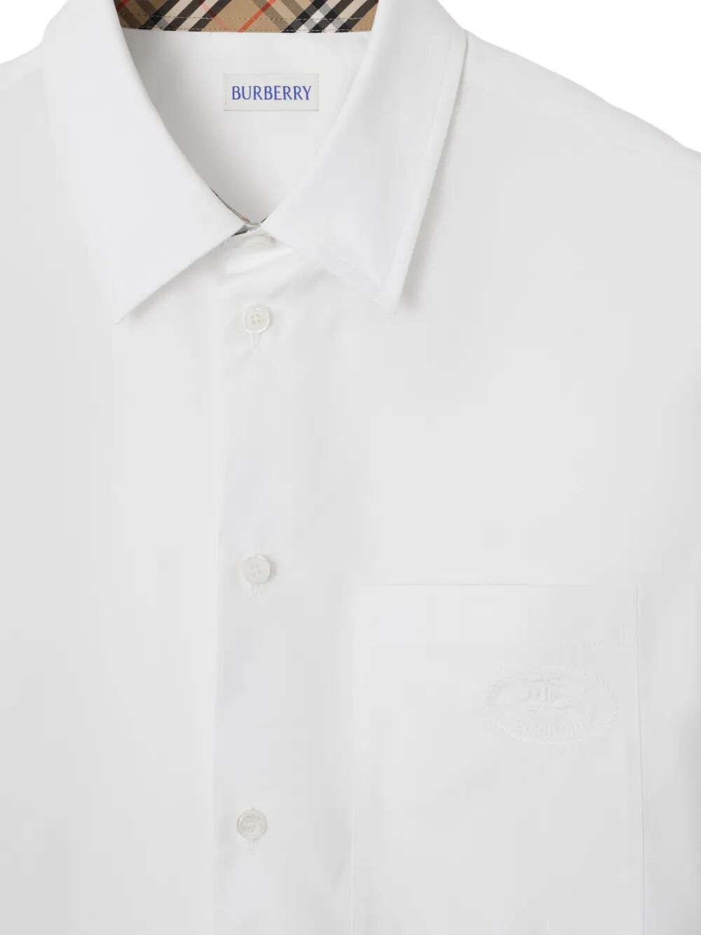 BURBERRY Check Detail Cotton Poplin Shirt