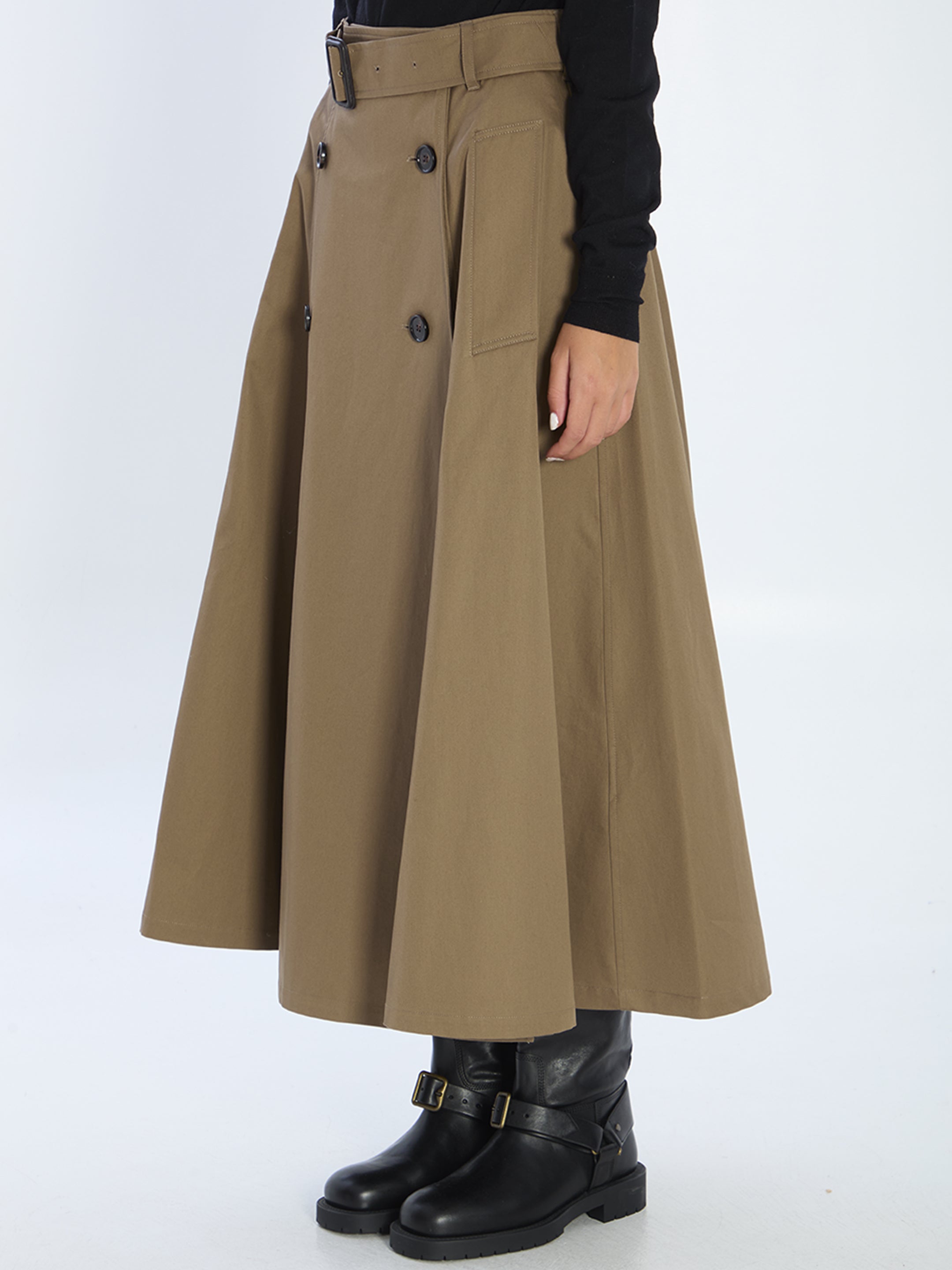 BURBERRY A-Line Midi Trench Skirt with Detachable Belt - Size 8 UK