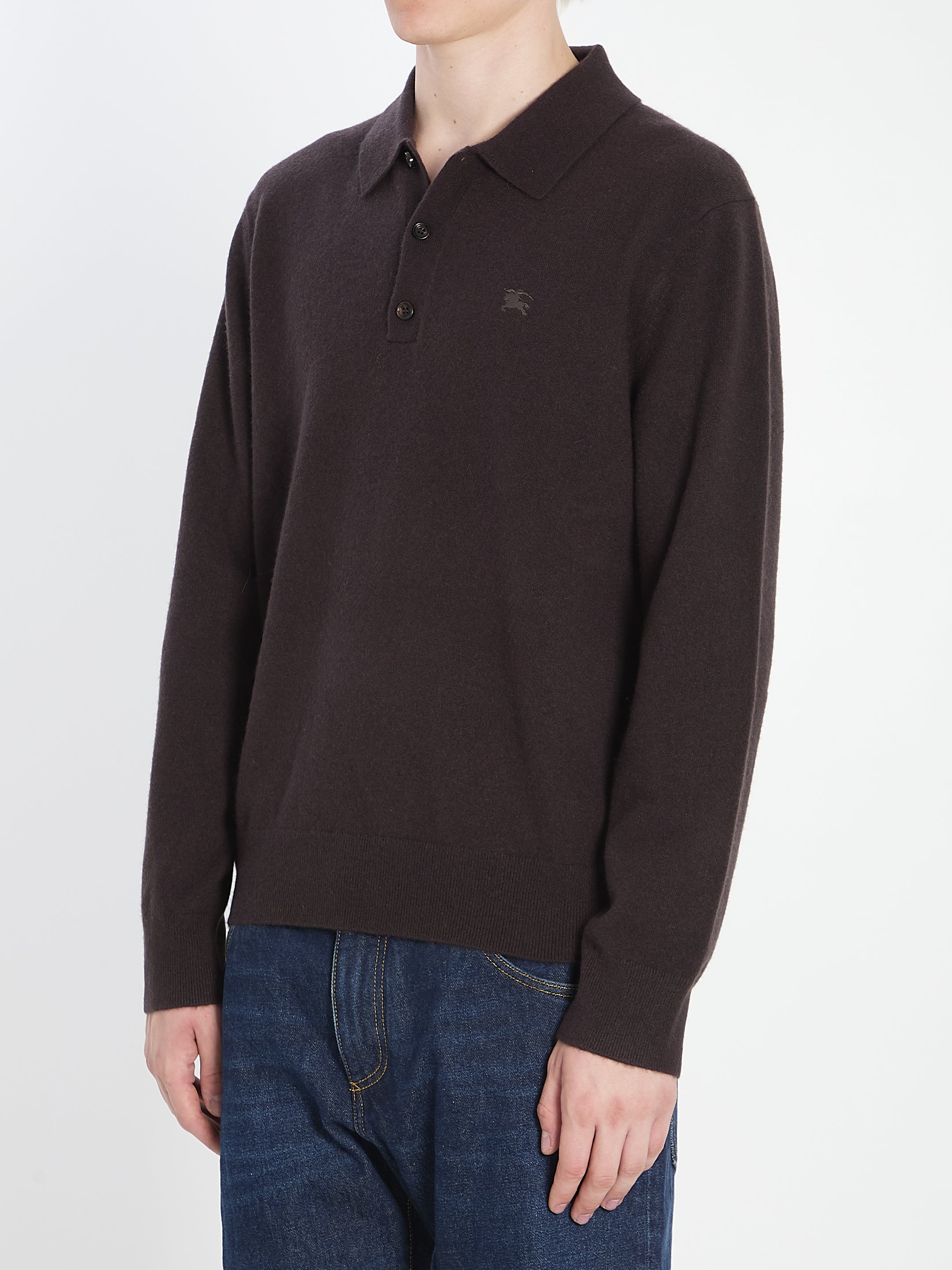 BURBERRY Cashmere-Blend Long-Sleeved Polo Shirt - Slim Fit