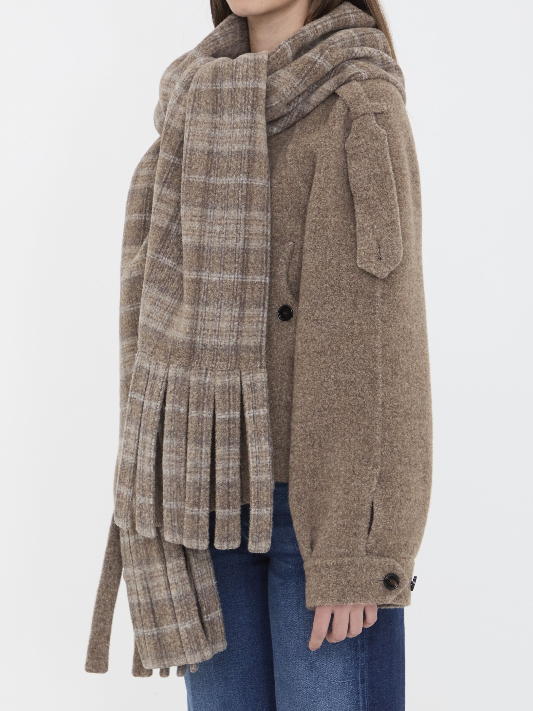 BURBERRY Wool-Blend Jacket with Scarf - Size S