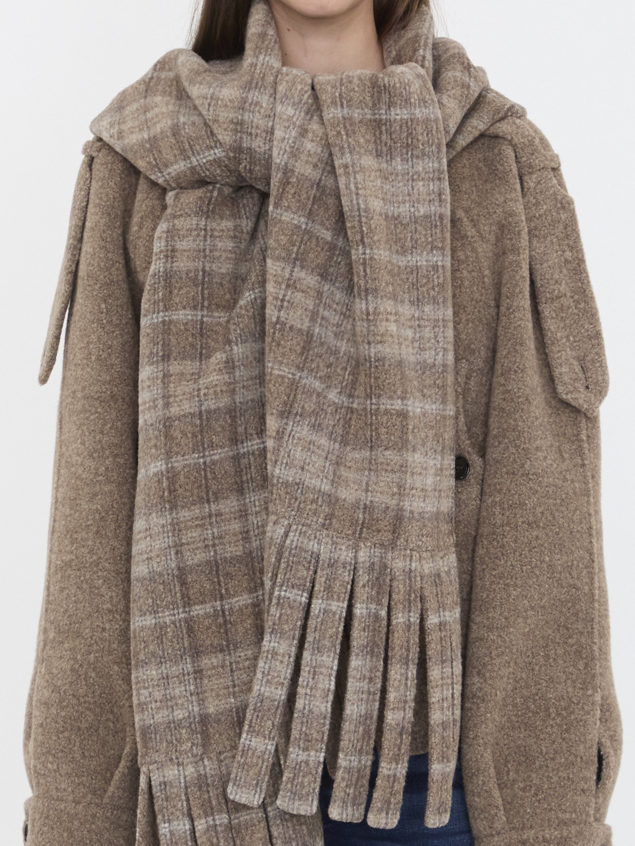 BURBERRY Wool-Blend Jacket with Scarf - Size S