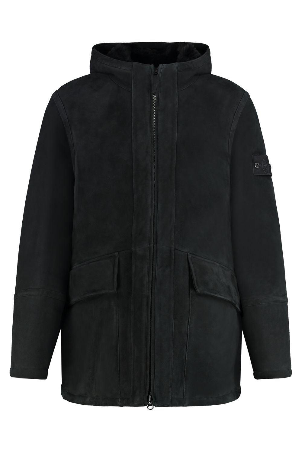 STONE ISLAND Suede Lambskin Jacket with Removable Logo Patch