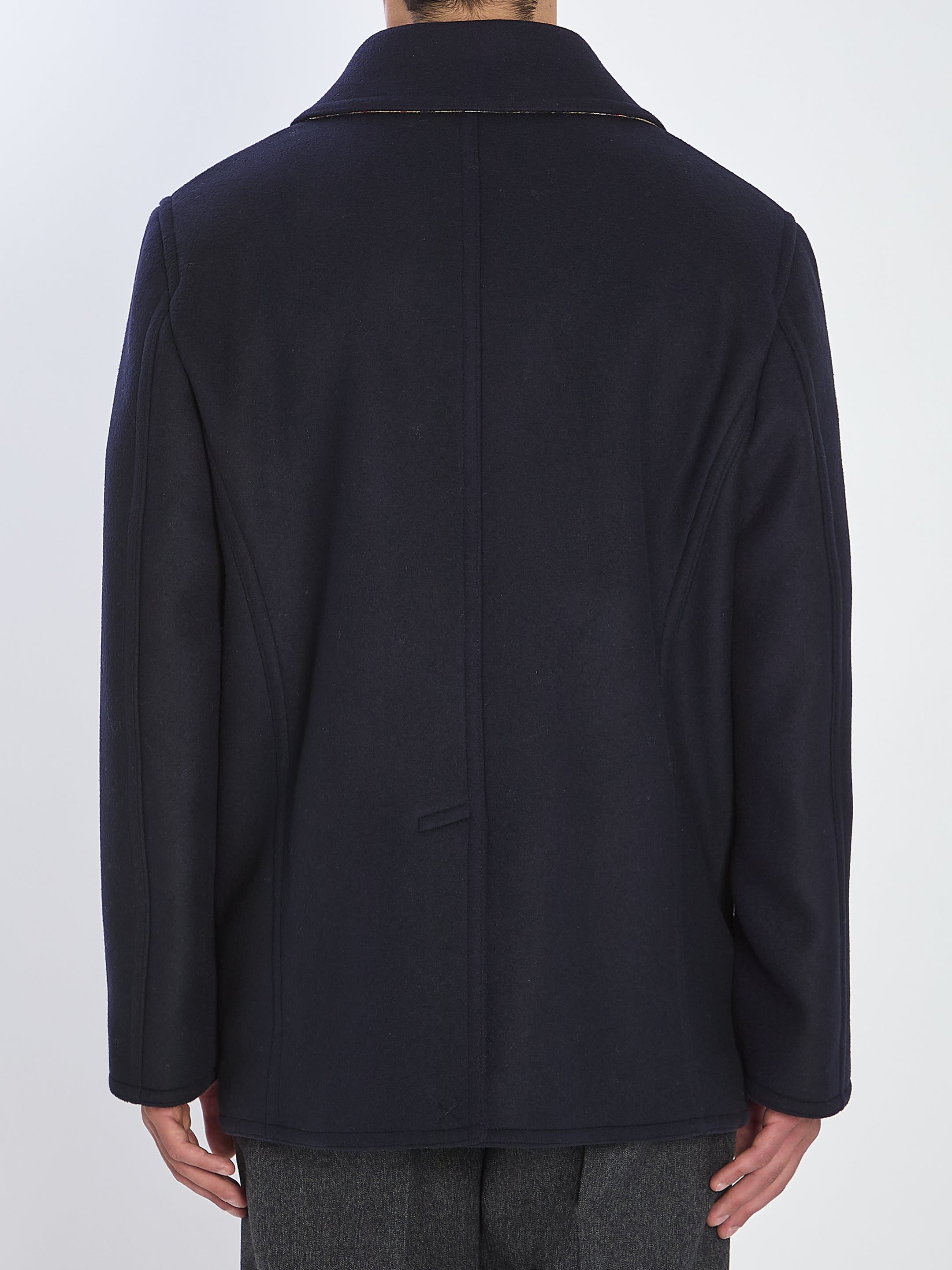 BURBERRY Double-Breasted Wool Pea Jacket - Size 50