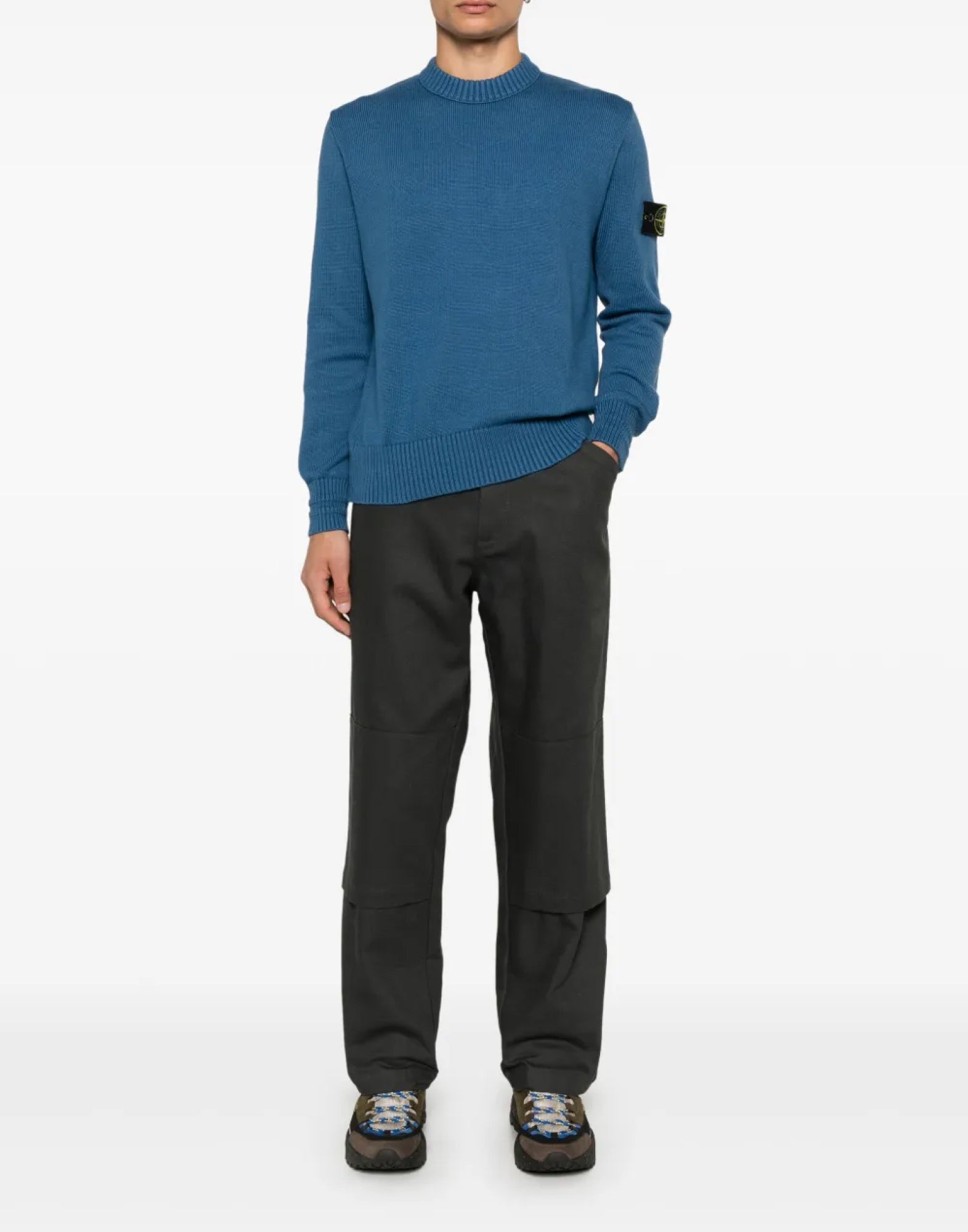 STONE ISLAND Compass Logo Patch Long Sleeve Sweater for Men