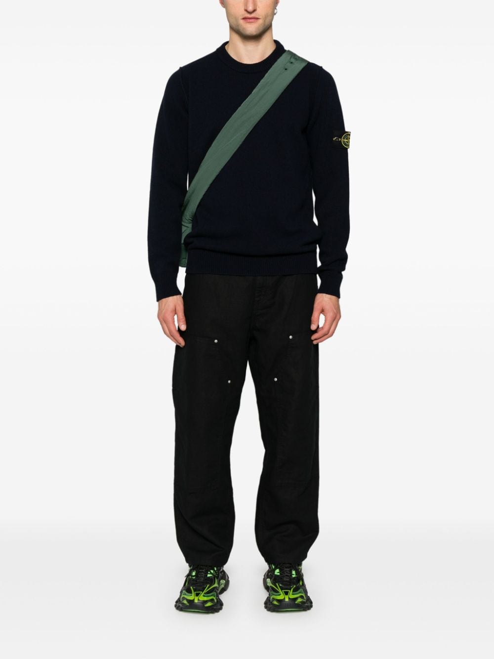 STONE ISLAND Wool-Blend Crew-Neck Sweater with Removable Logo Patch