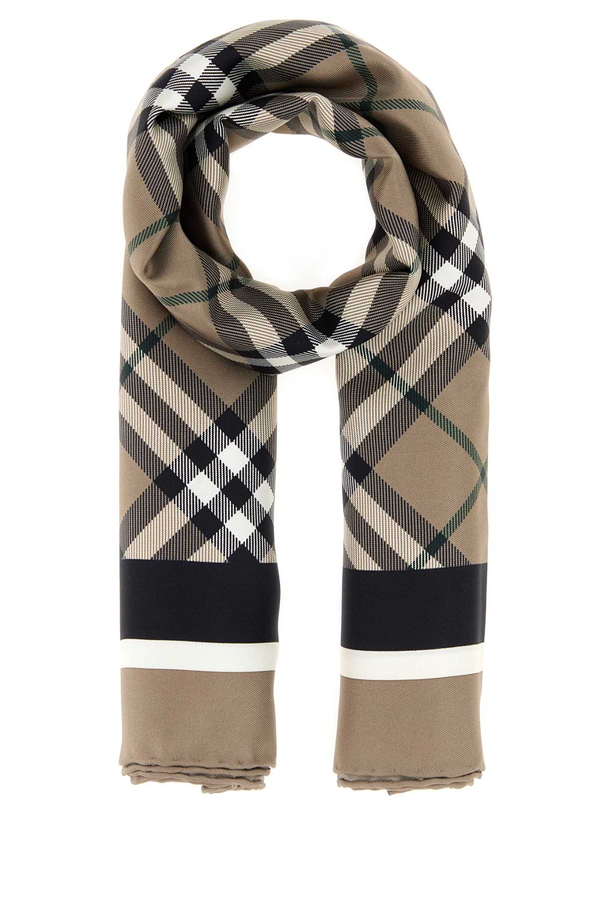 BURBERRY Embroidered Silk Checked Foulard - Medium Size