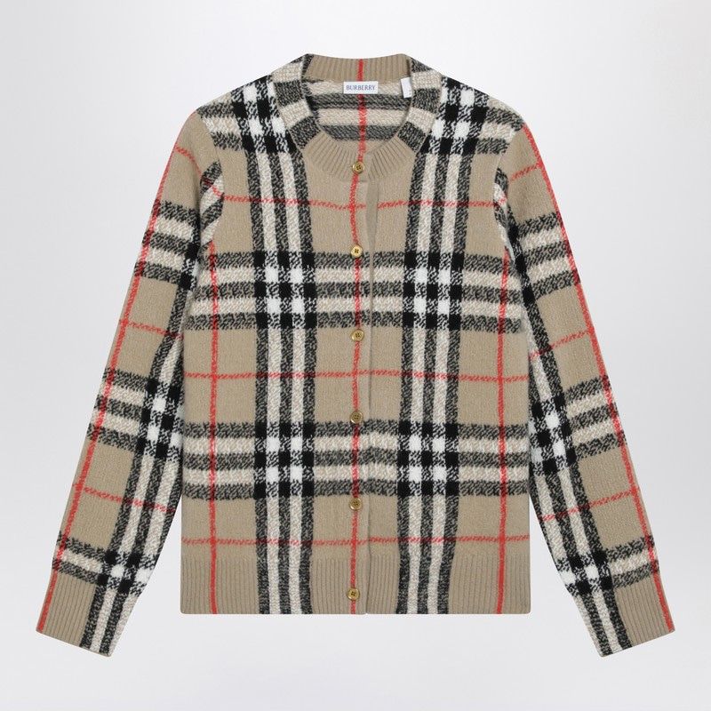 BURBERRY Premium Check Cashmere and Wool Cardigan