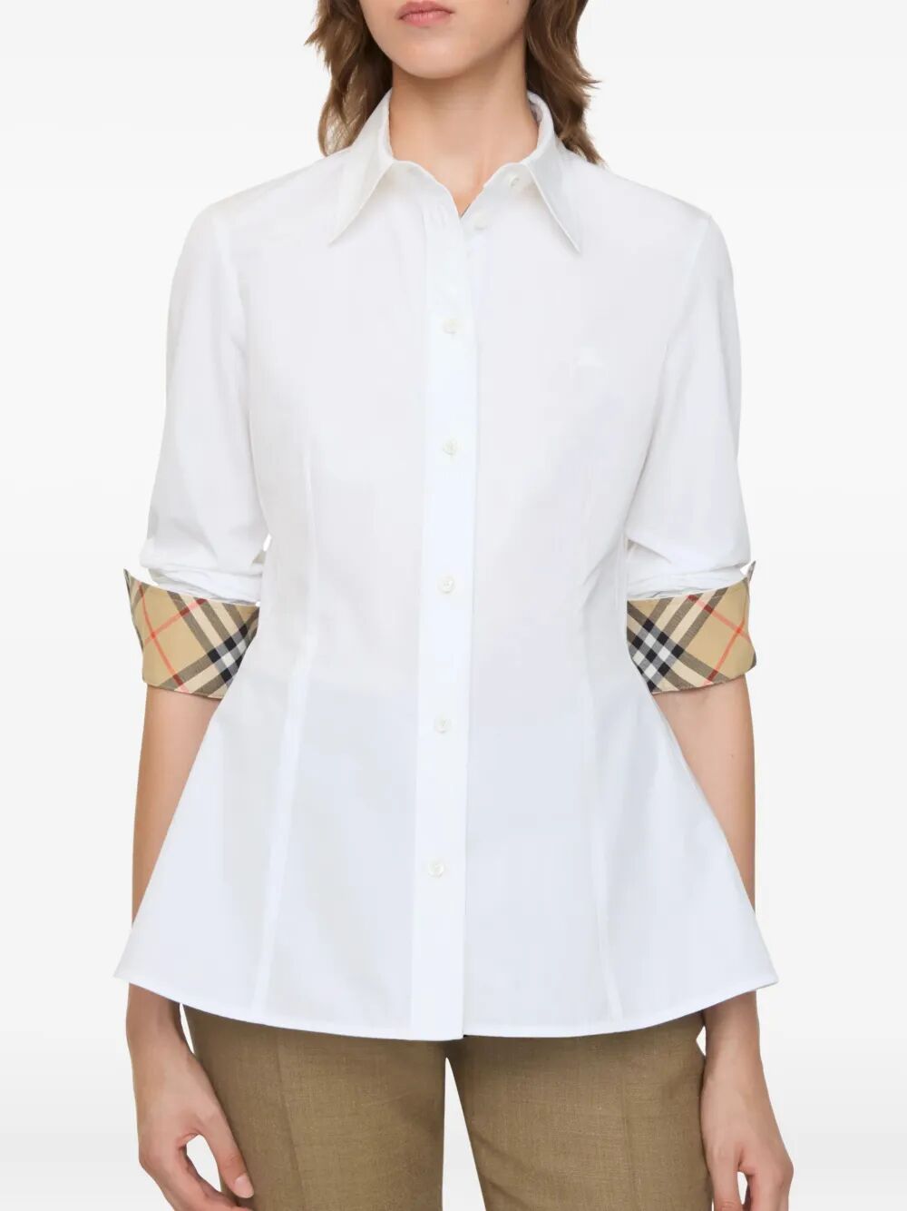 BURBERRY Women's Eliza Cotton Shirt with Drop Waist