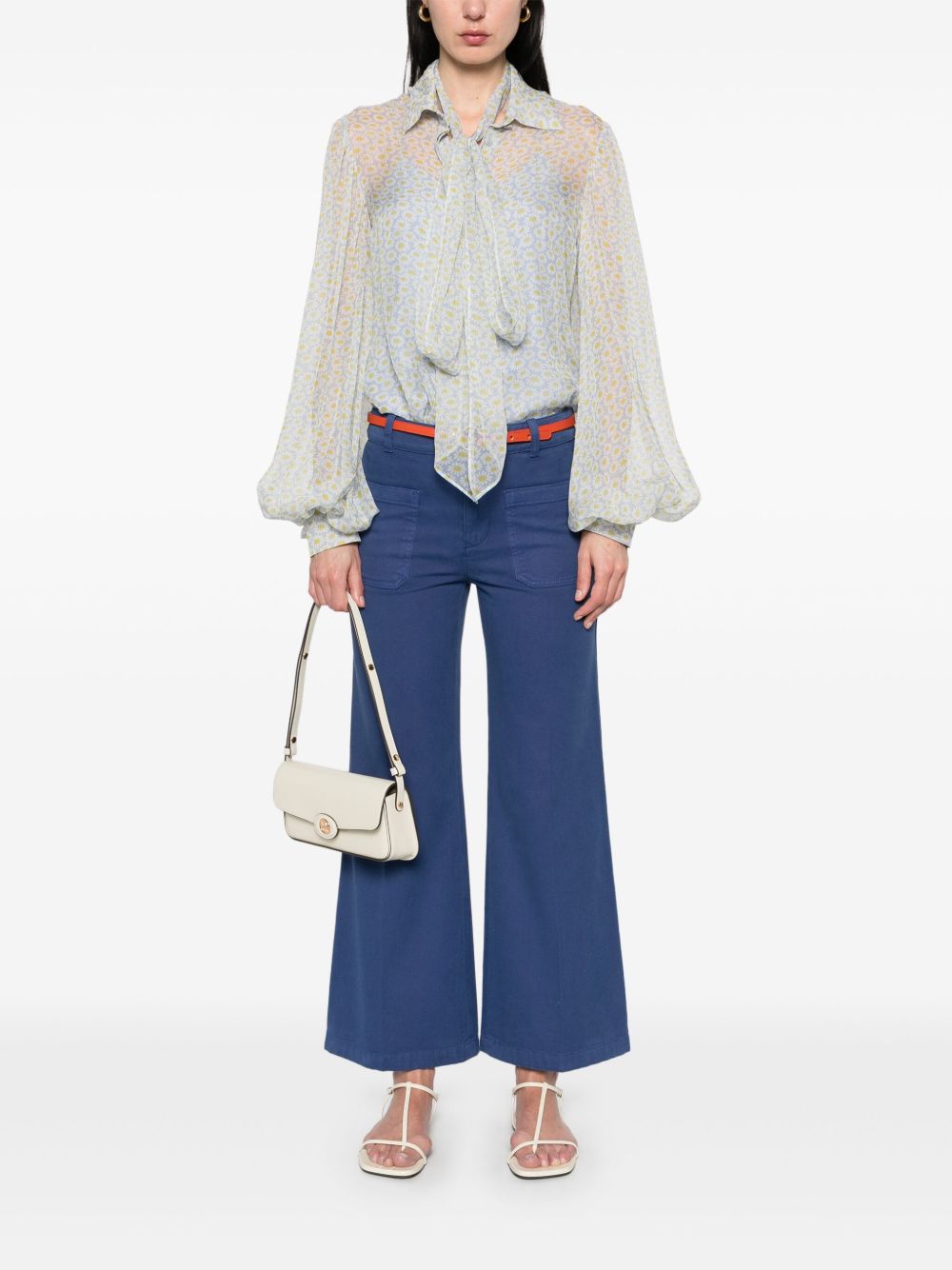 GUCCI Chiffon Silk Shirt with Pussy-Bow and Removable Lining