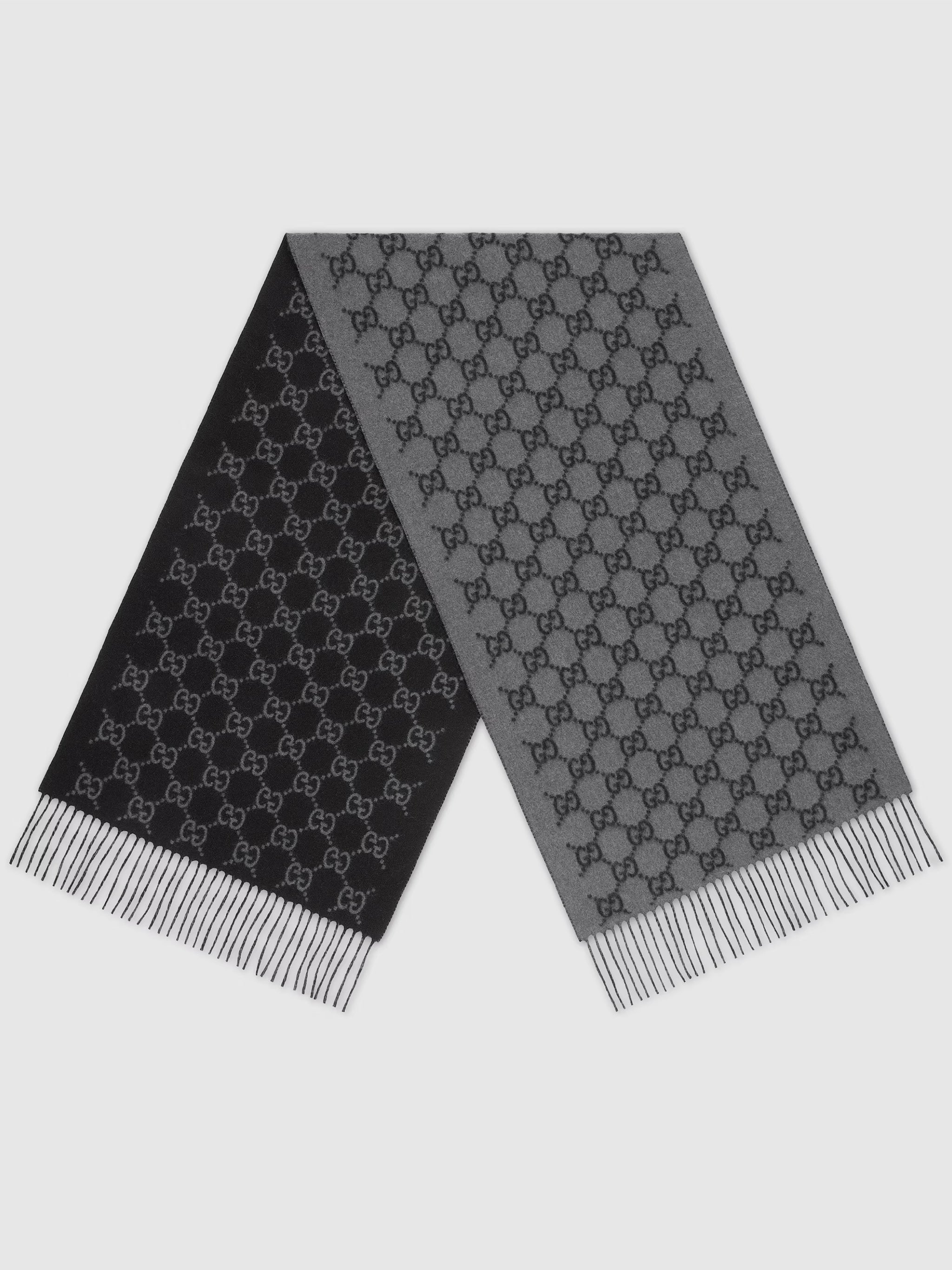 GUCCI Cashmere Scarf with Fringes - 45 cm x 190 cm