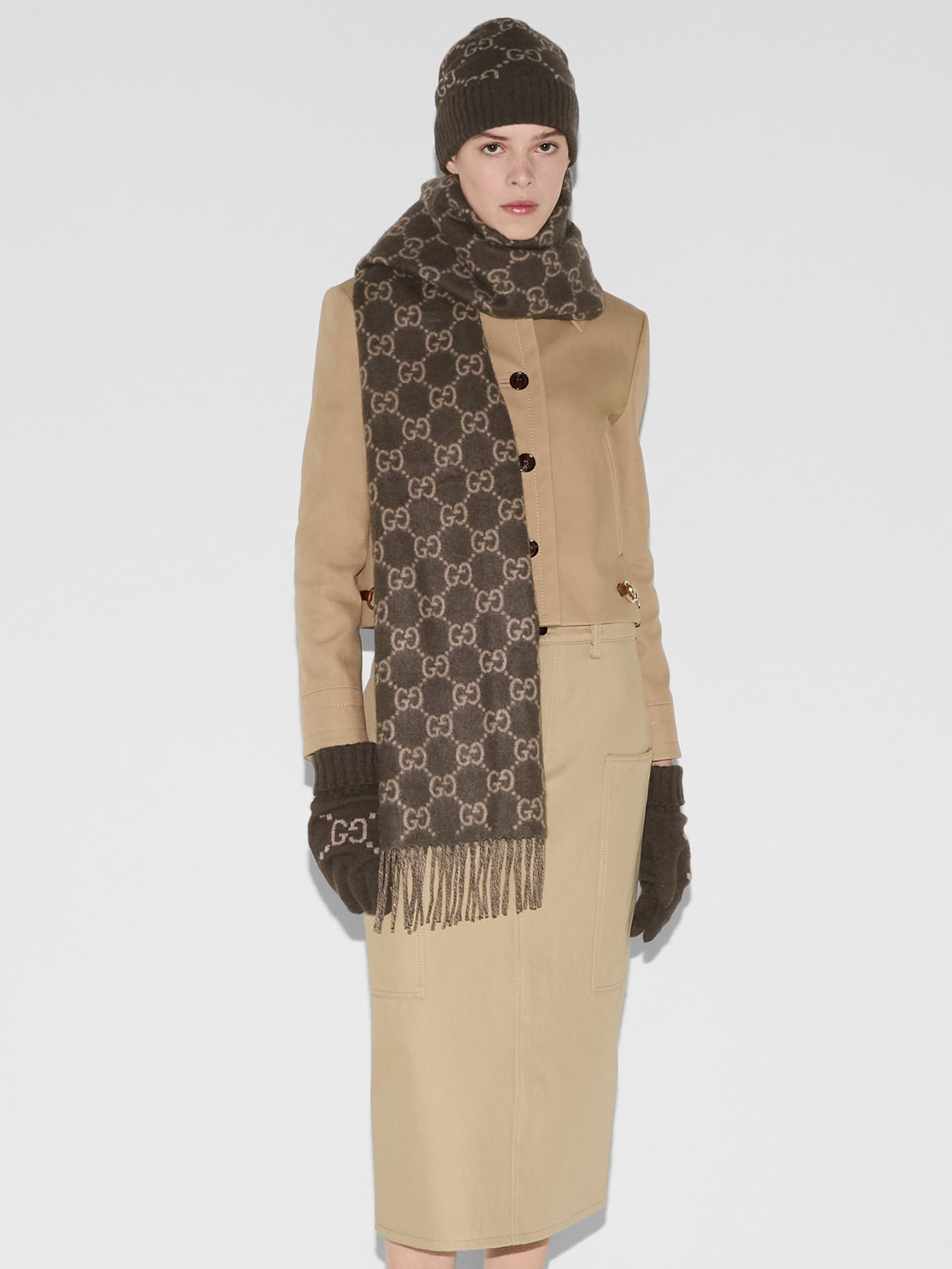 GUCCI Embroidered Cashmere Scarf for Men