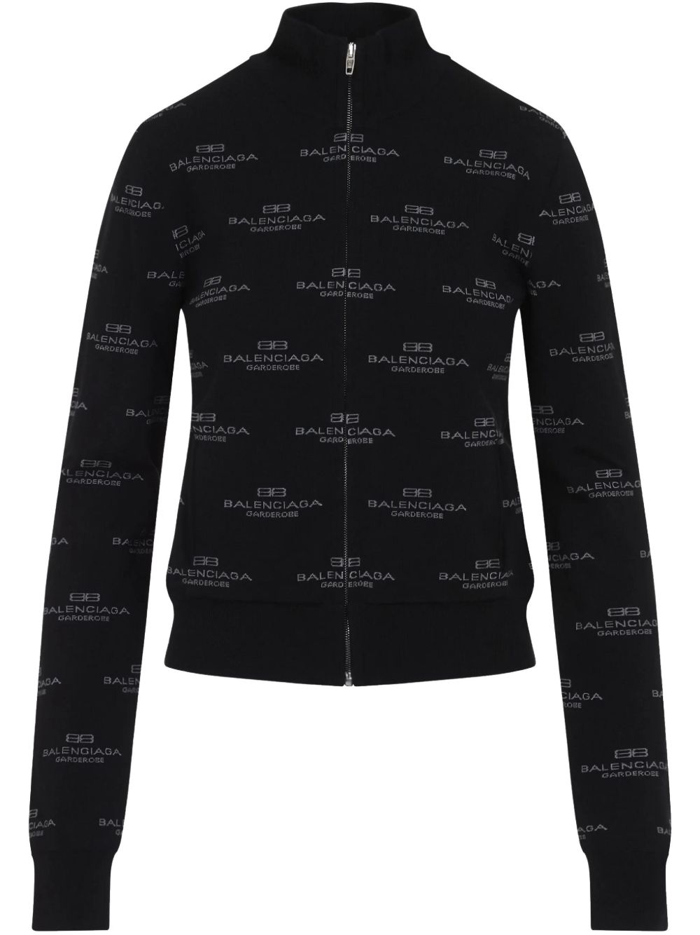 BALENCIAGA All Over Logo Pattern Mock Neck Sweater