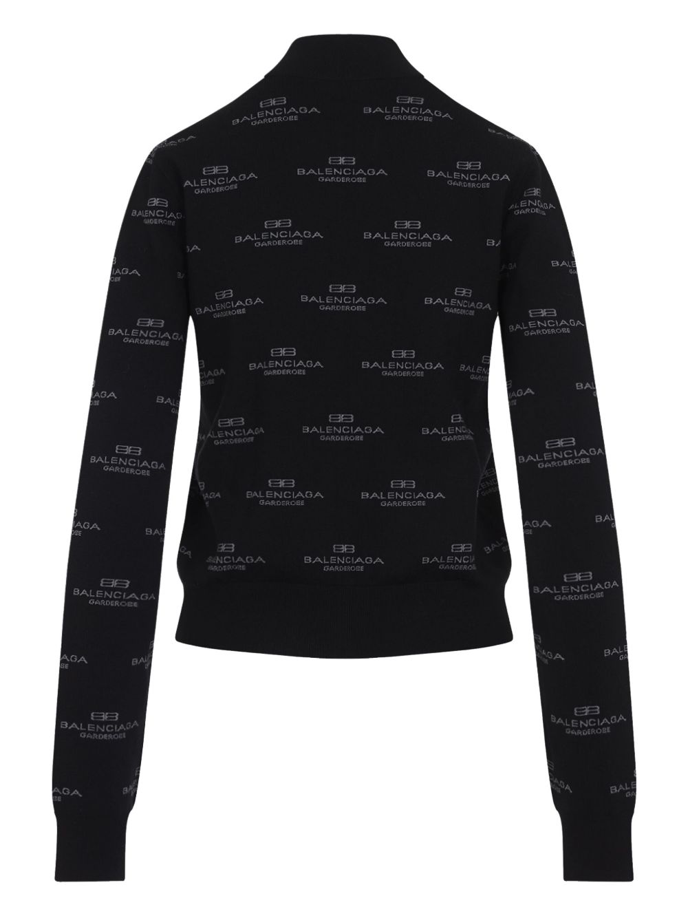 BALENCIAGA All Over Logo Pattern Mock Neck Sweater
