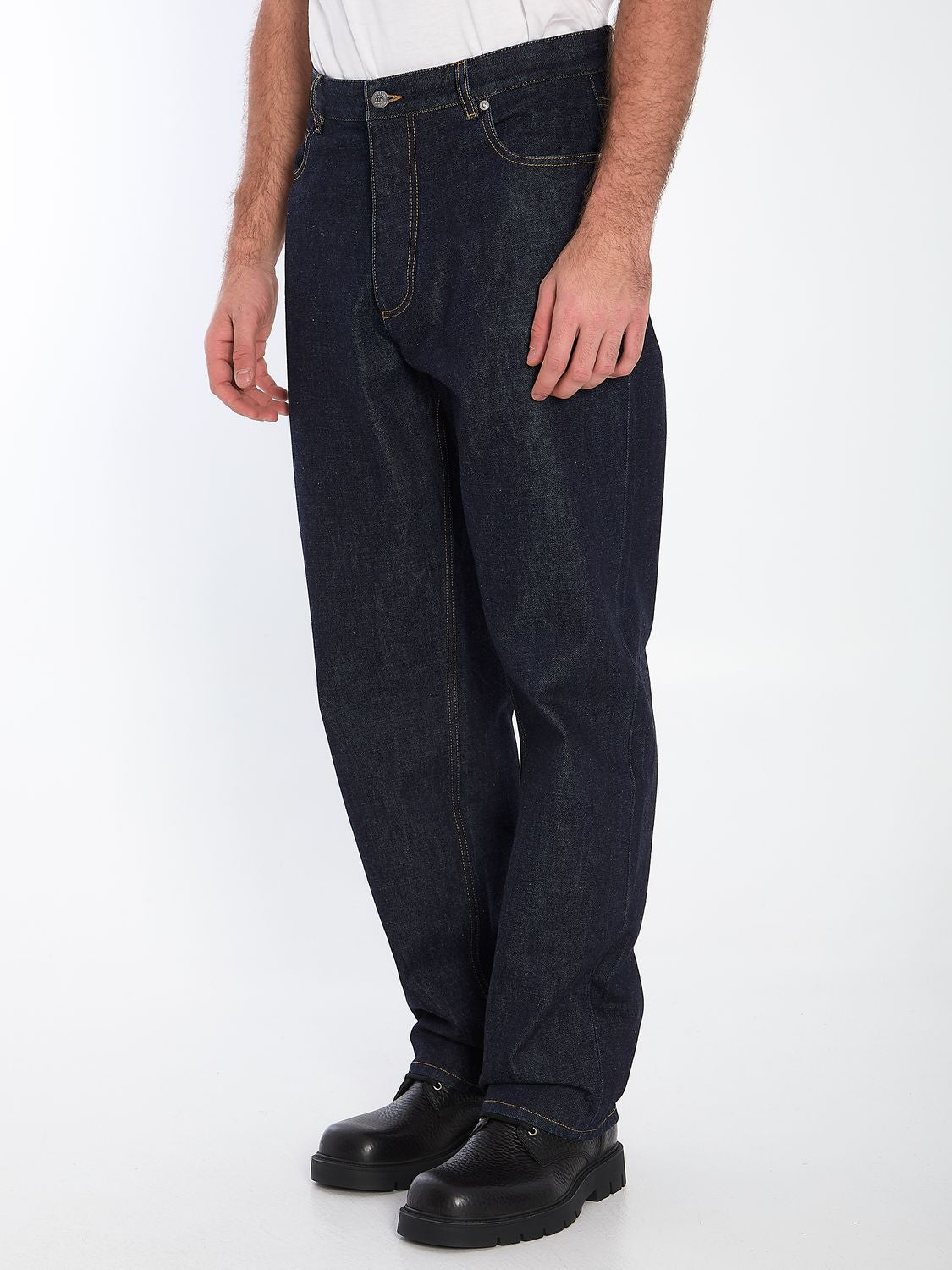 BOTTEGA VENETA Indigo Wide Leg Jeans - Men's Regular Fit