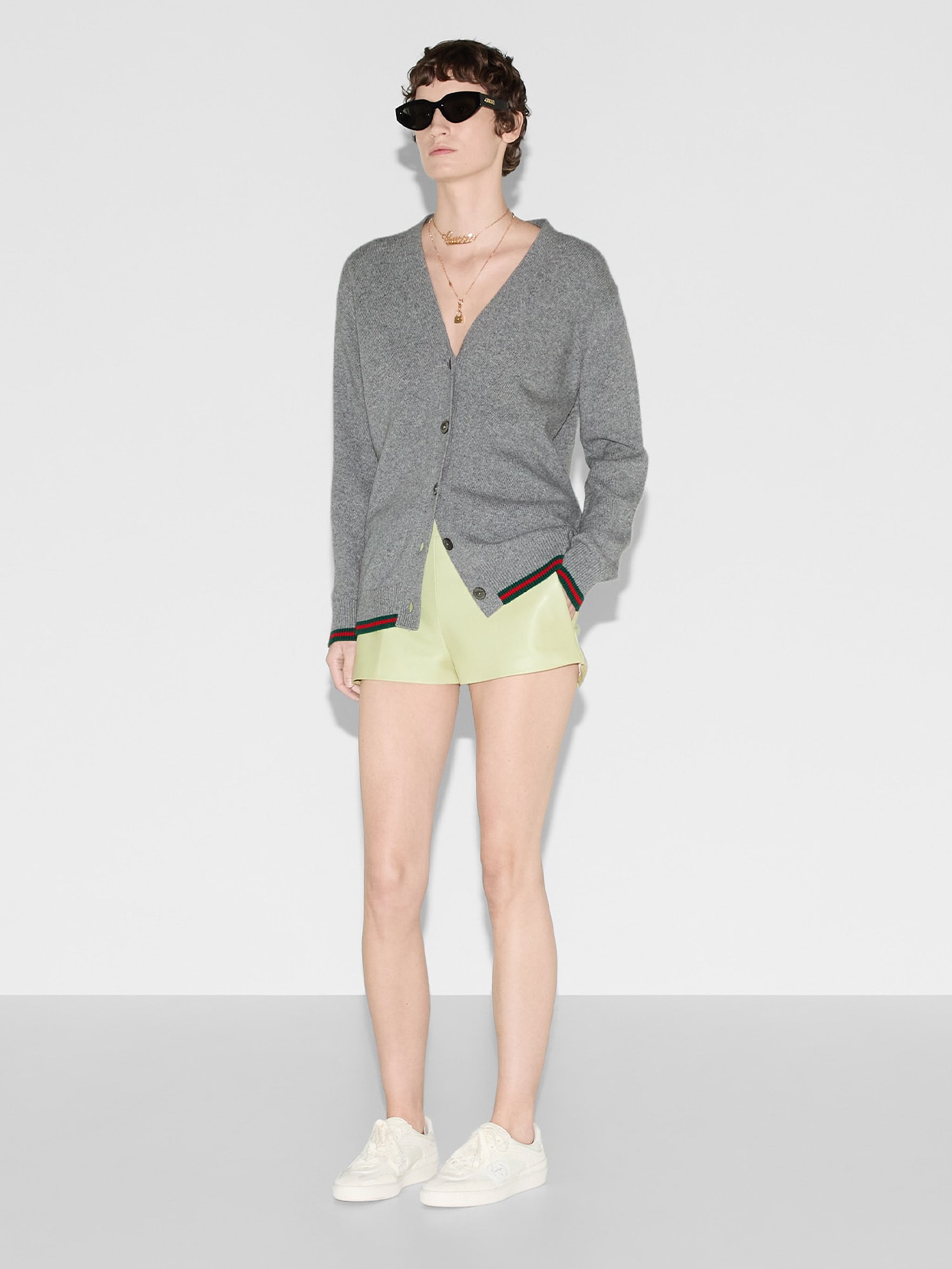 GUCCI Women's V-Neck Cardigan with Web - XS