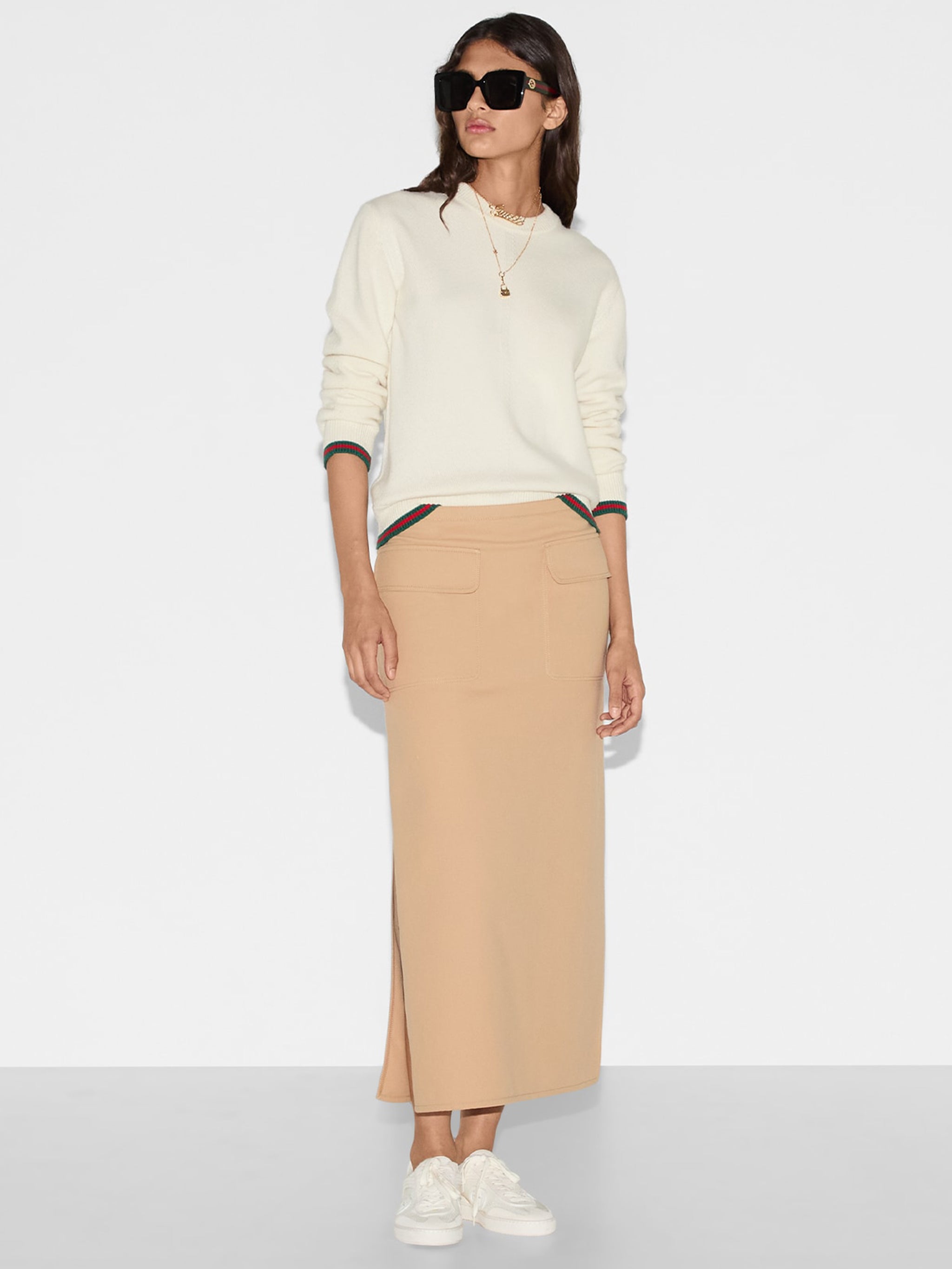 GUCCI Wool and Cashmere Sweater with Web - Size S