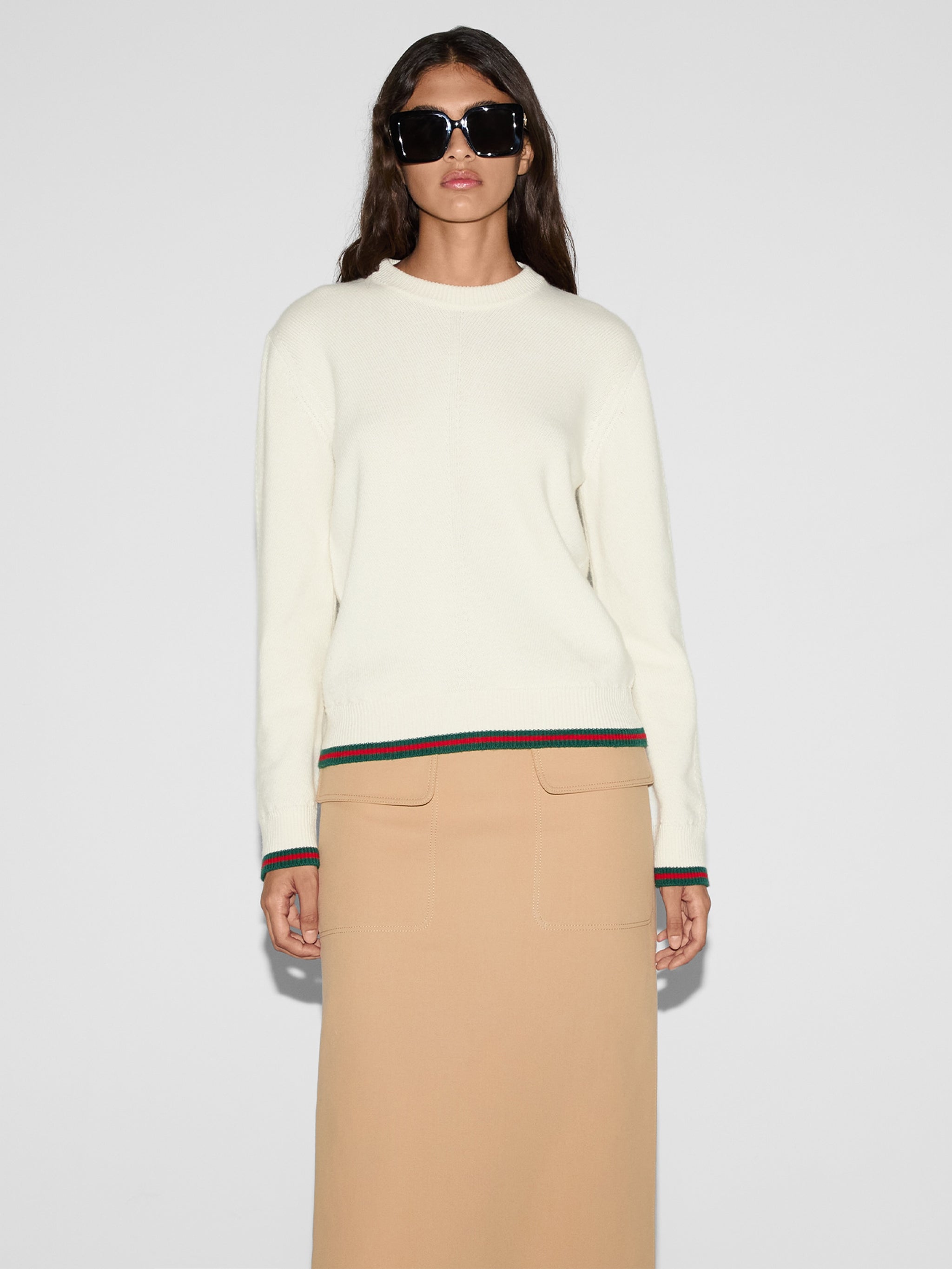 GUCCI Wool and Cashmere Sweater with Web - Size S