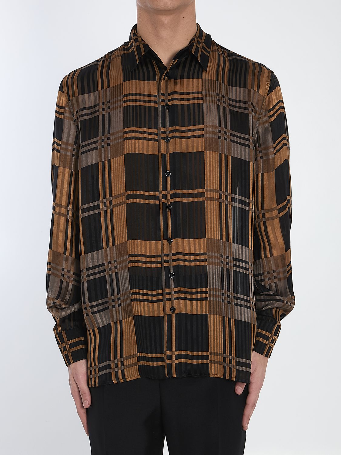 SAINT LAURENT Lightweight Semi-Transparent Silk Shirt - Size IT 41