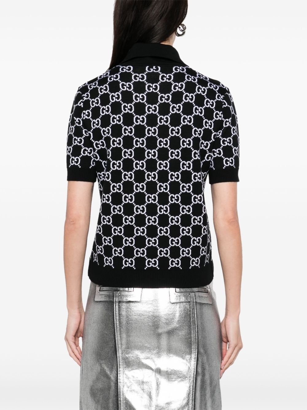 GUCCI Reversible Wool Jacquard Polo Shirt (Size S)