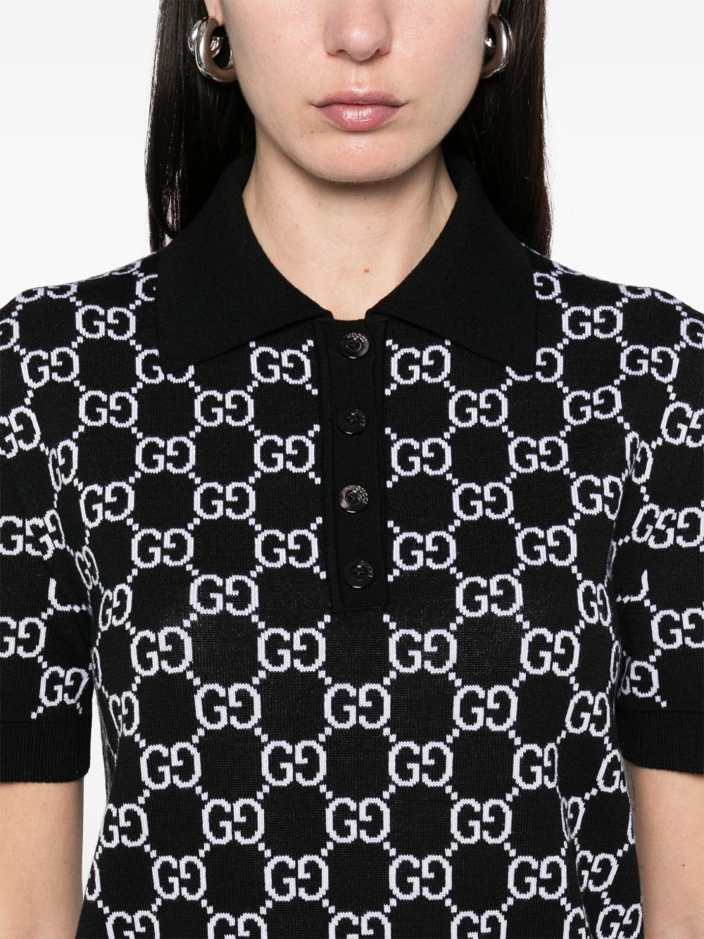 GUCCI Wool Polo Shirt with Button Closure for Women