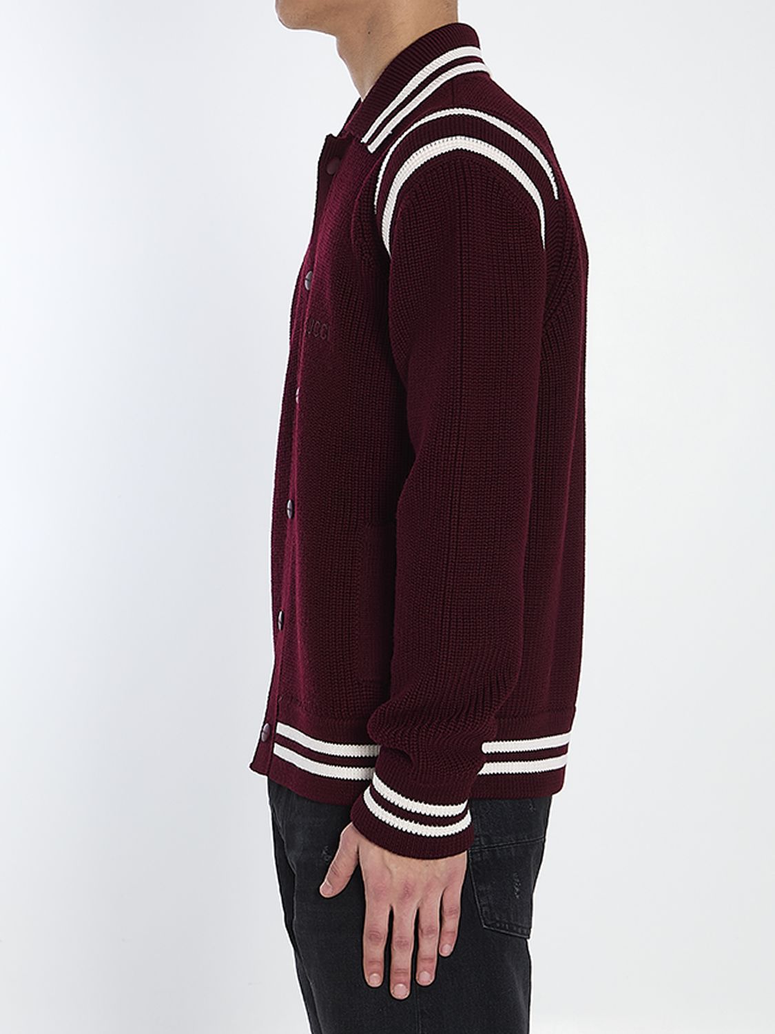 GUCCI Men's Wool Bomber Knit Cardigan