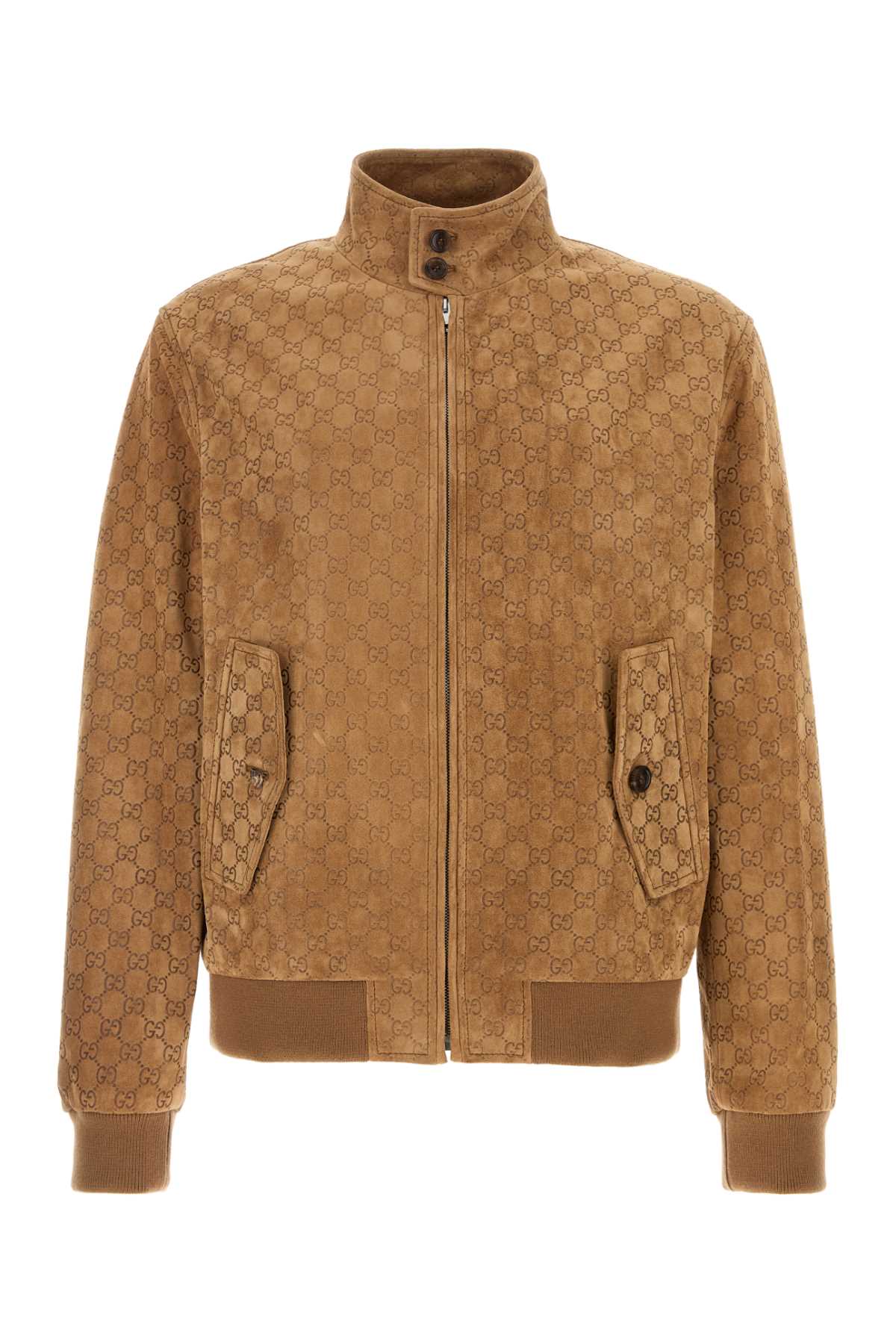GUCCI Men's GG Pattern Suede Bomber Jacket - Size IT 50