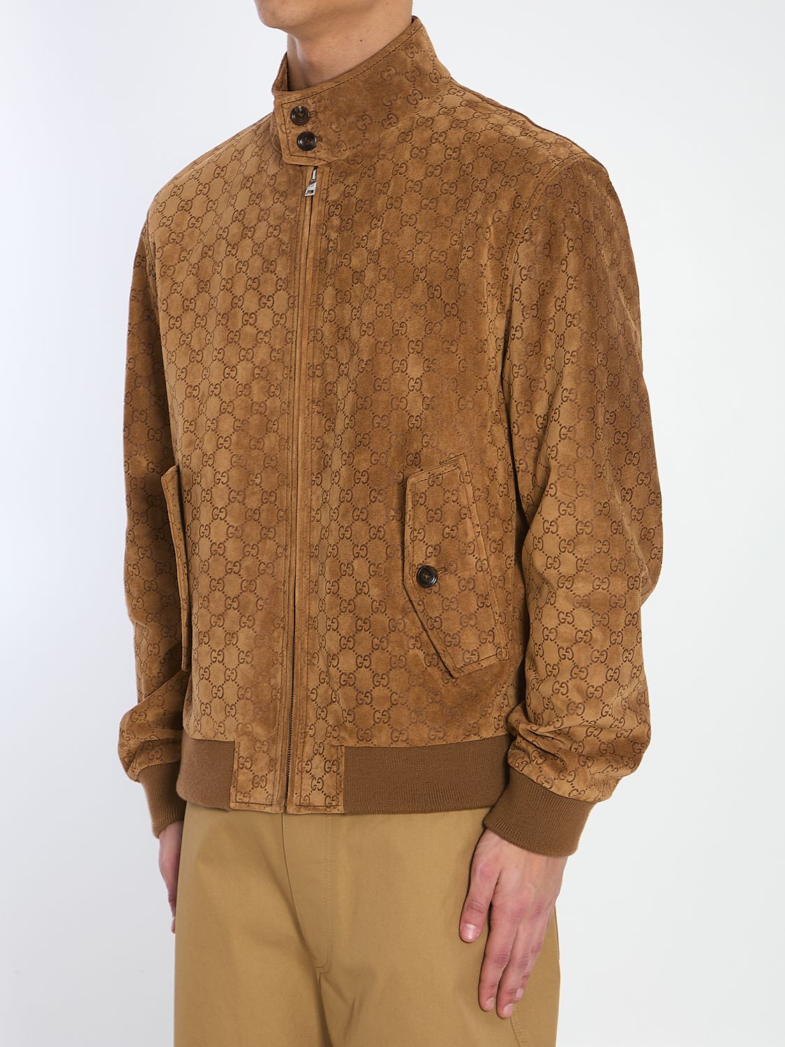 GUCCI Suede Jacket with Two Buttoned Front Pockets